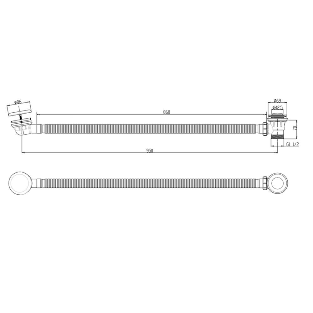Britton Bathrooms Click-Clack Bath Waste & Overflow - Brushed Brass