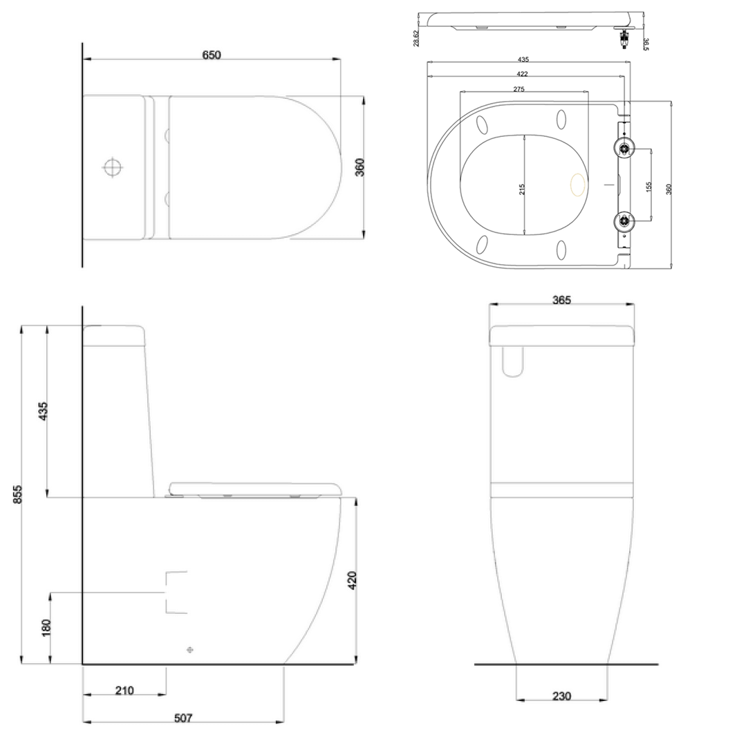 Britton Bathrooms Milan Rimless Close Coupled Toilet & Soft Close Seat