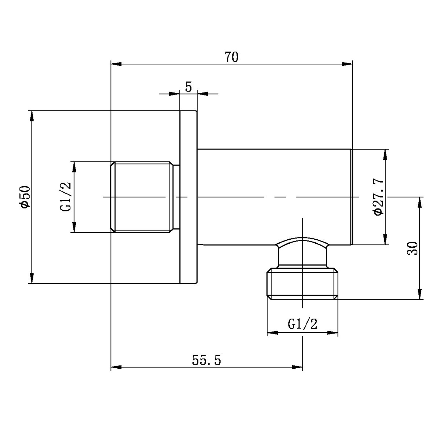 Core Round Shower Outlet Elbow