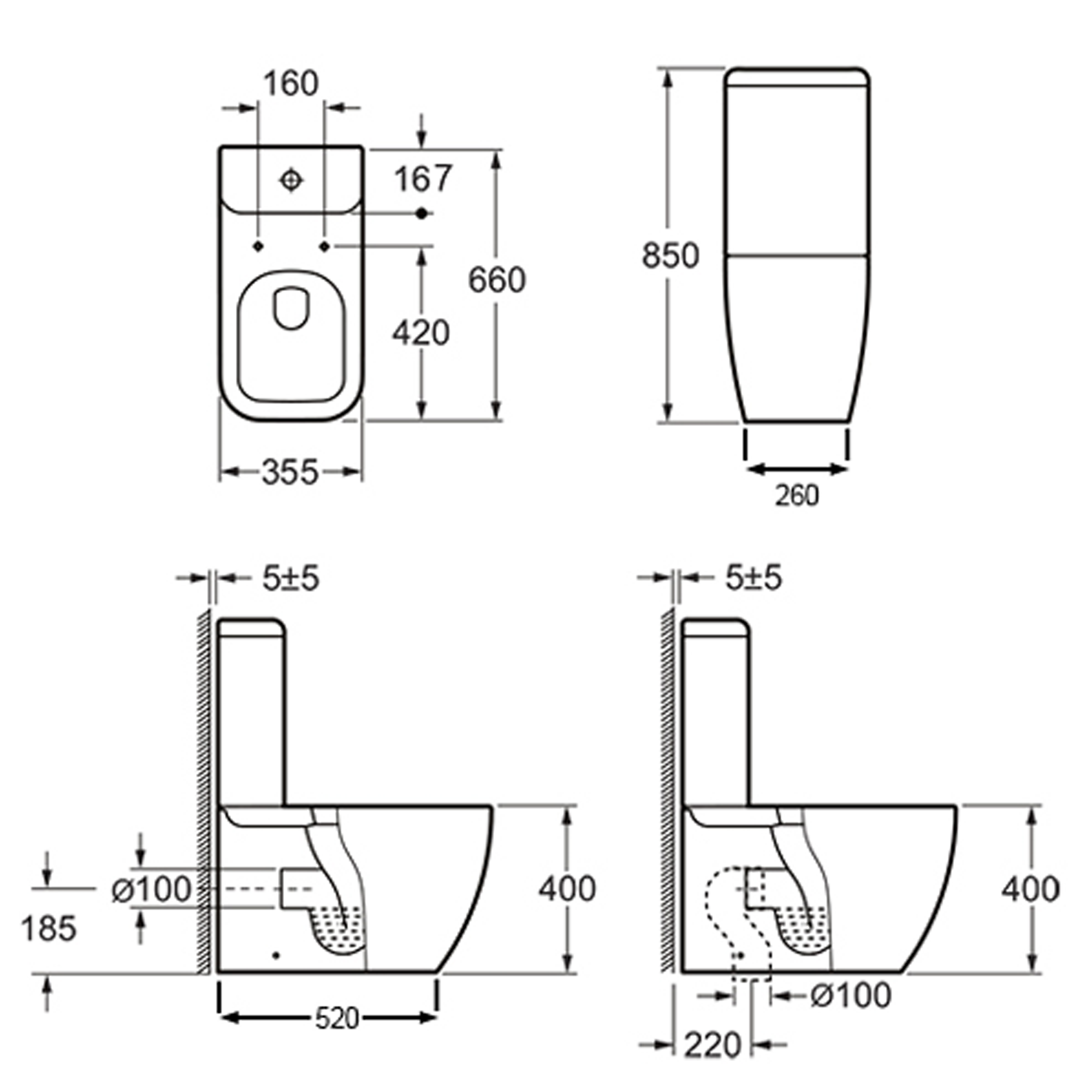 Imex Essence Rimless Close Coupled Toilet with Luxury Slimline Seat