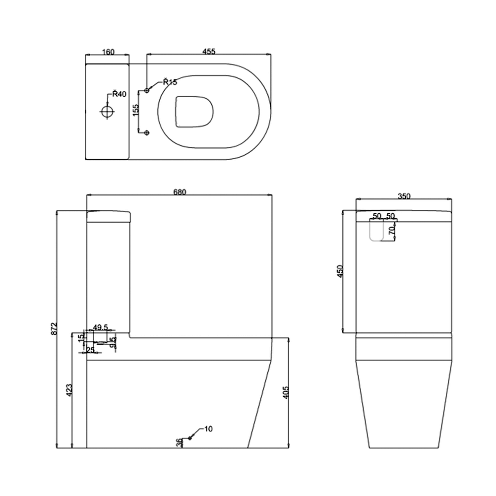 Britton Bathrooms Stadium Close Coupled Toilet & Soft Close Seat