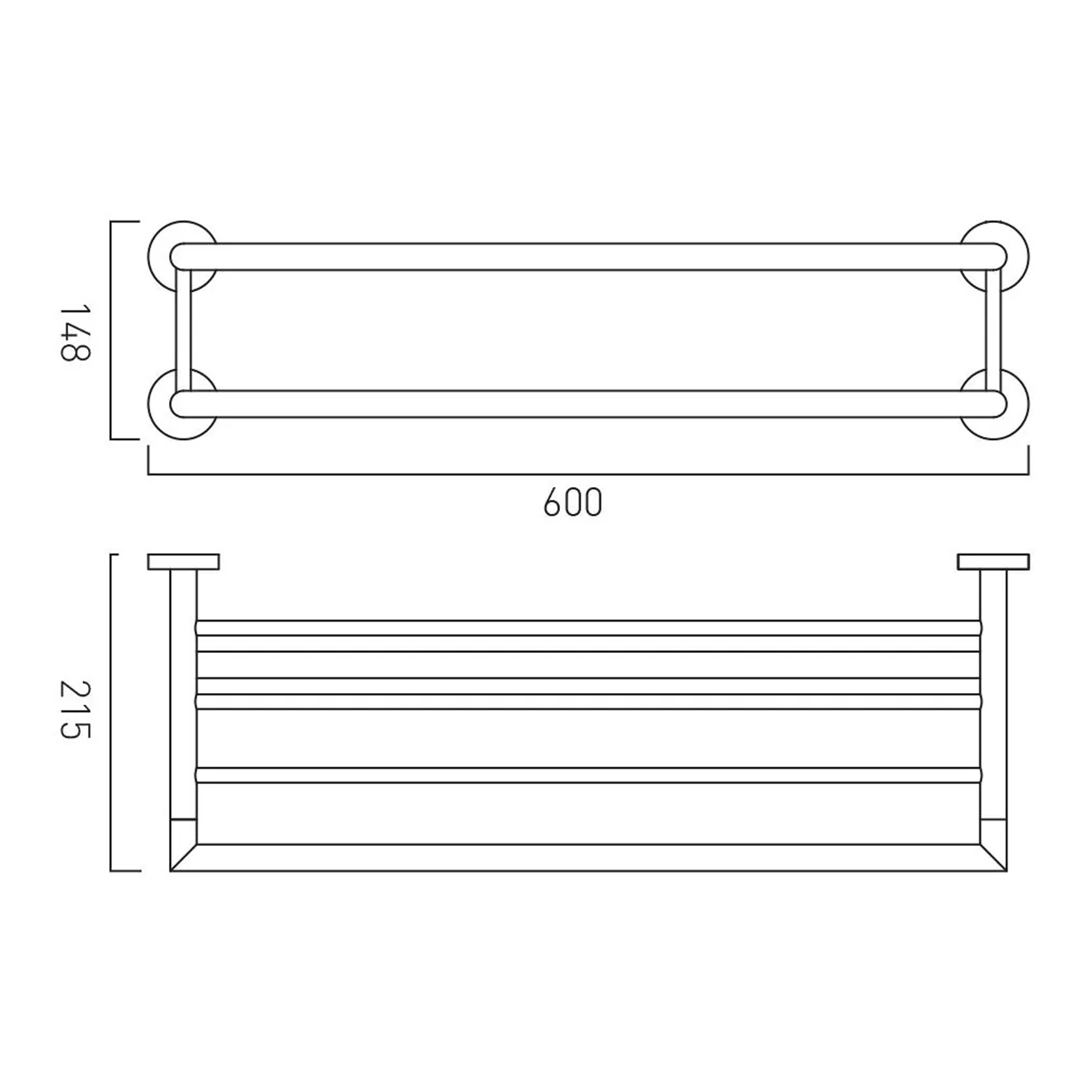 Vado Individual Spa 600mm Towel Shelf with Rail