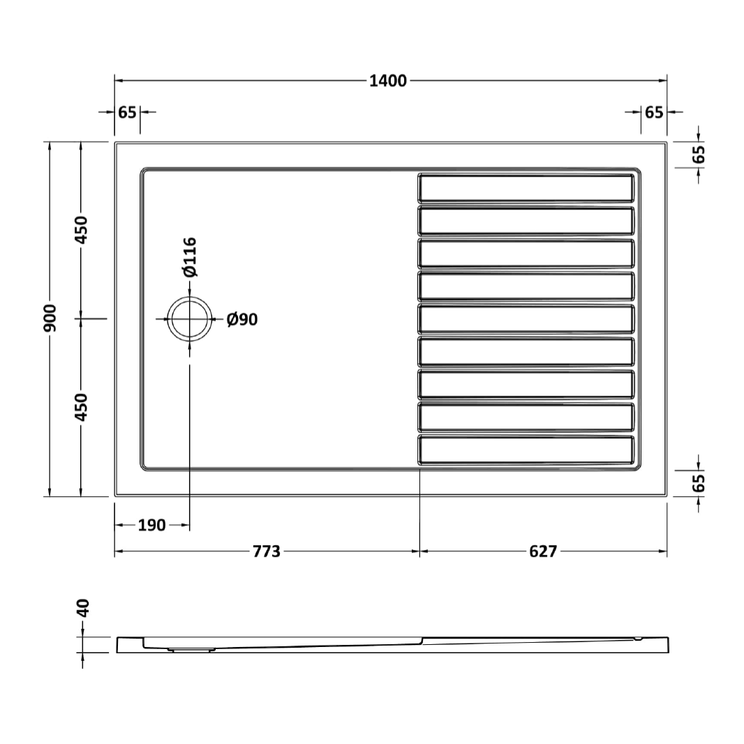 Drench MineralStone Walk In Shower Tray with Draining Area