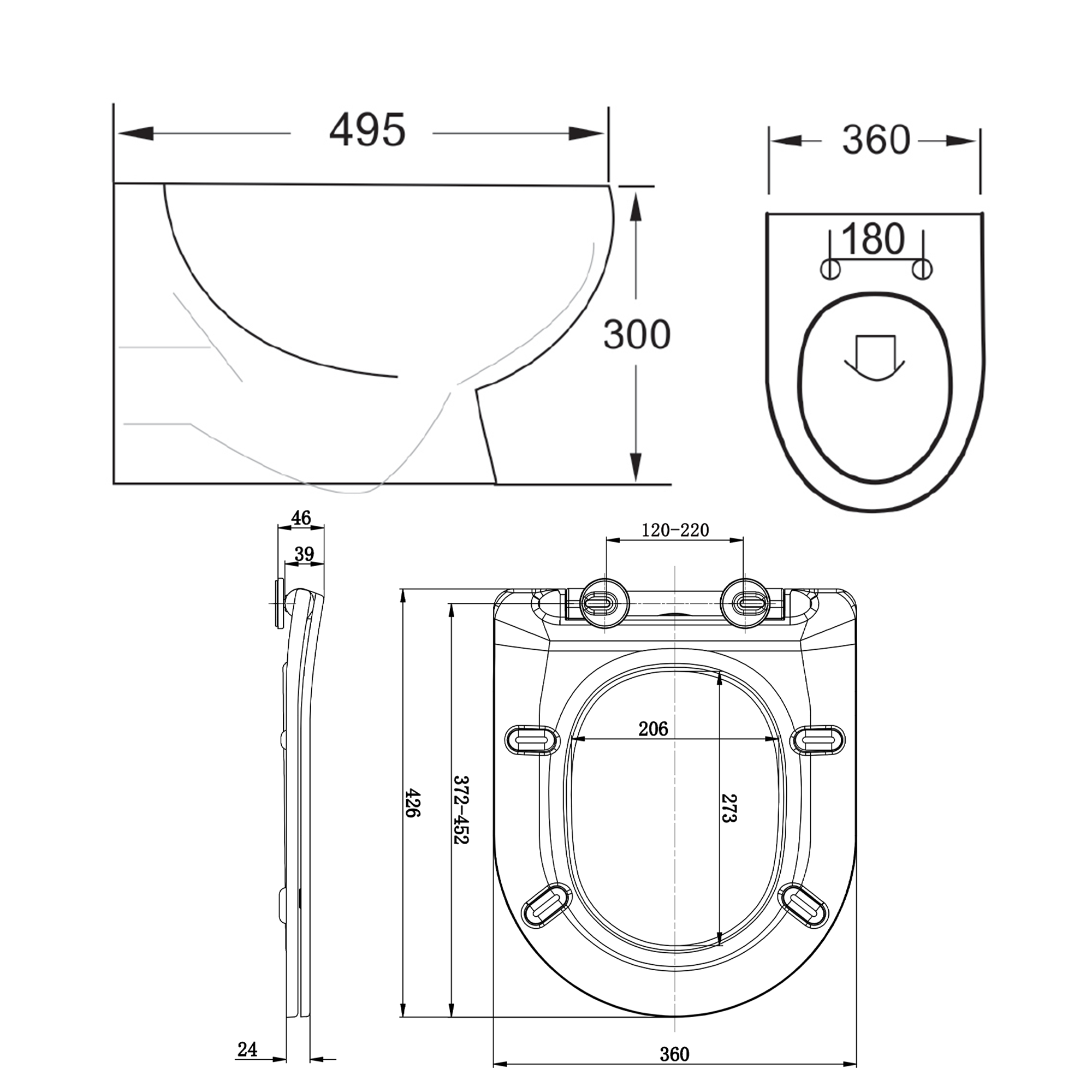Harbour Serenity Rimless Wall Hung Toilet with Soft Close Seat
