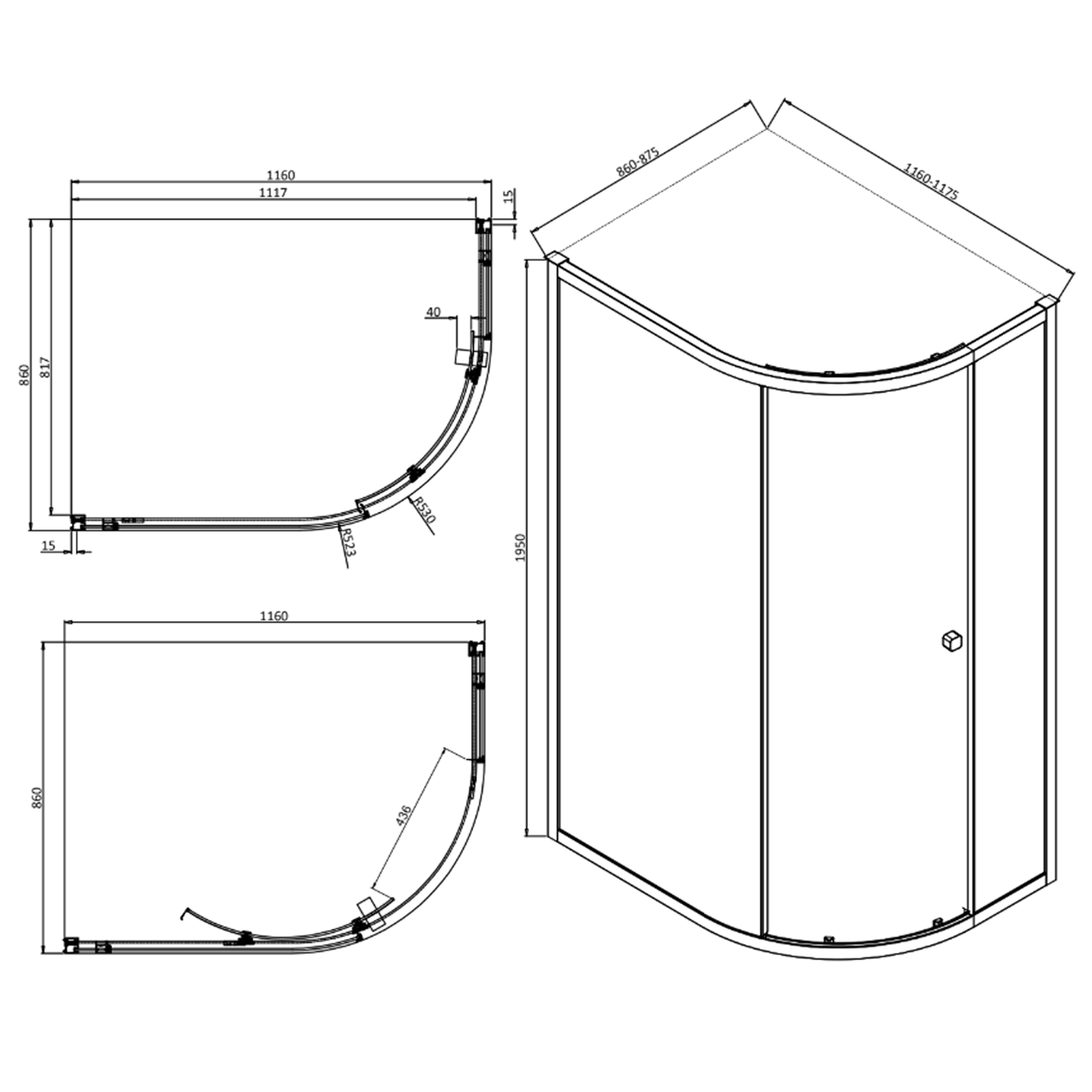 Crosswater Clear 6 6mm Brushed Brass Sliding Single Door Offset Quadrant Shower Enclosure