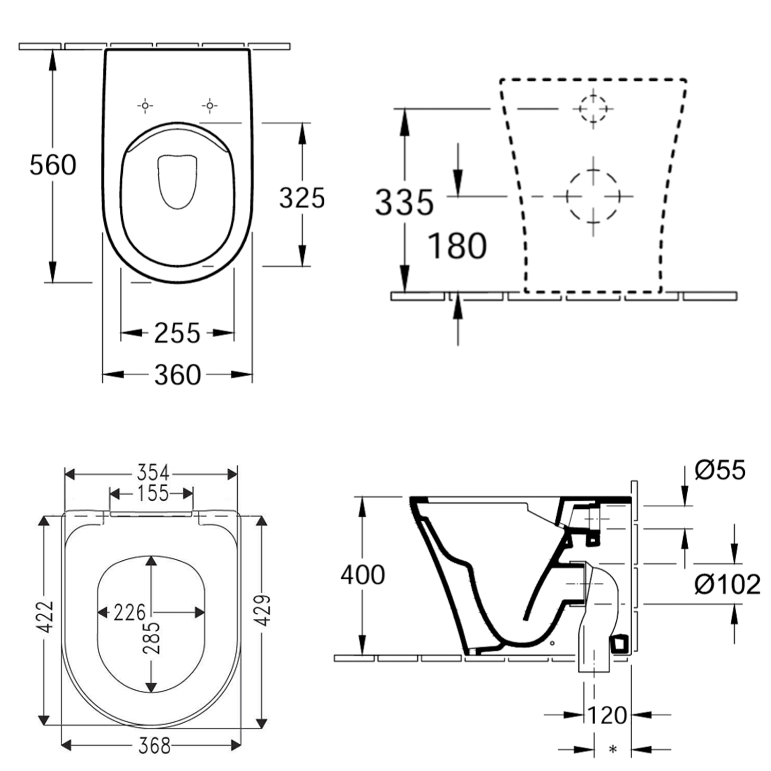 Villeroy & Boch O.novo Rimless Back to Wall Toilet & Soft Close Seat