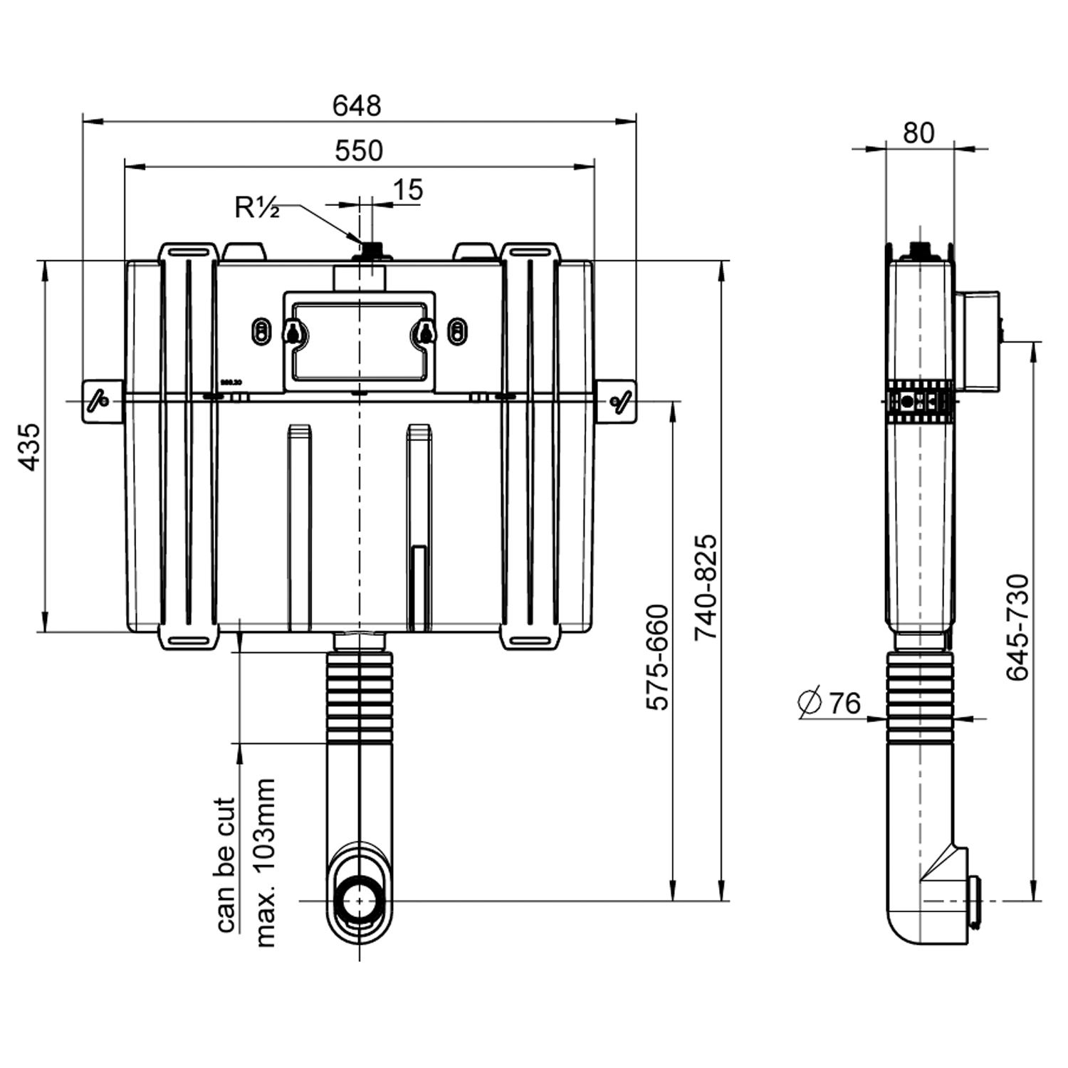 Villeroy & Boch ViConnect Compact Concealed 825mm Cistern