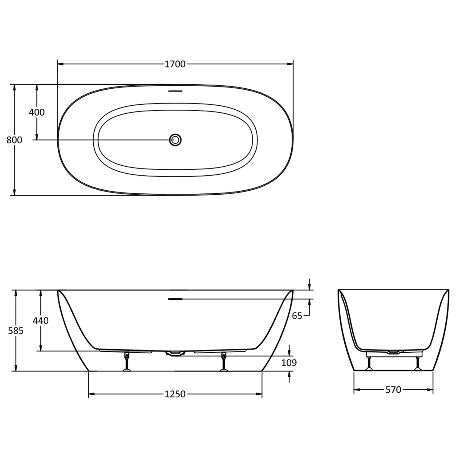 Crosswater Auriga Reinforced Freestanding Bath