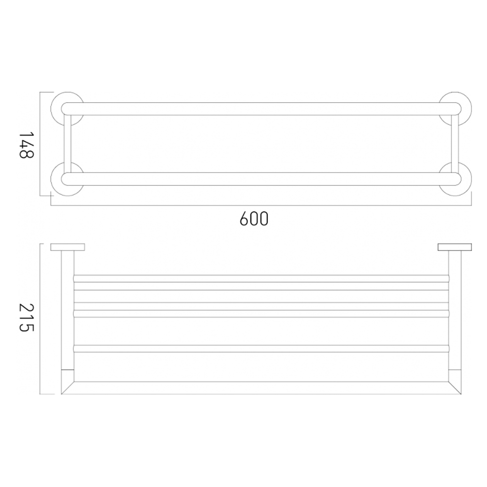 Vado Spa Towel Shelf with Towel Rail - 600mm