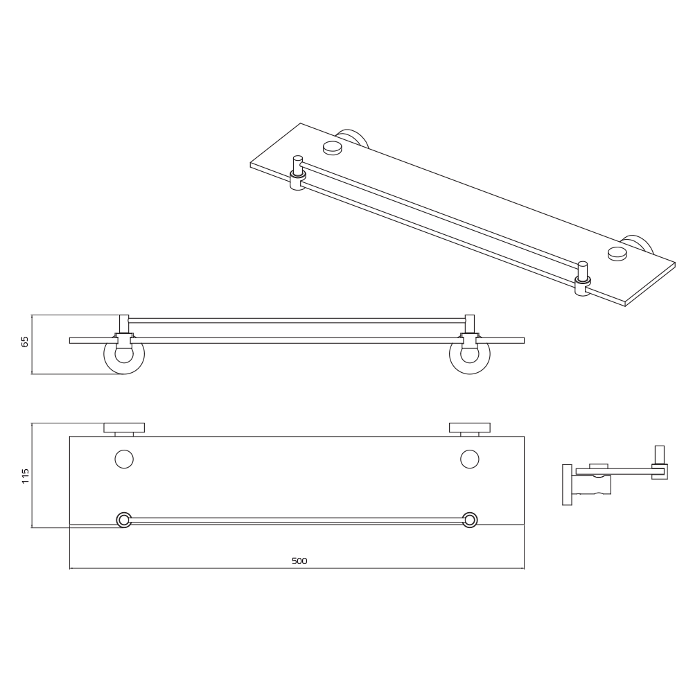 Miller Bond Black & Clear Glass Bathroom Shelf