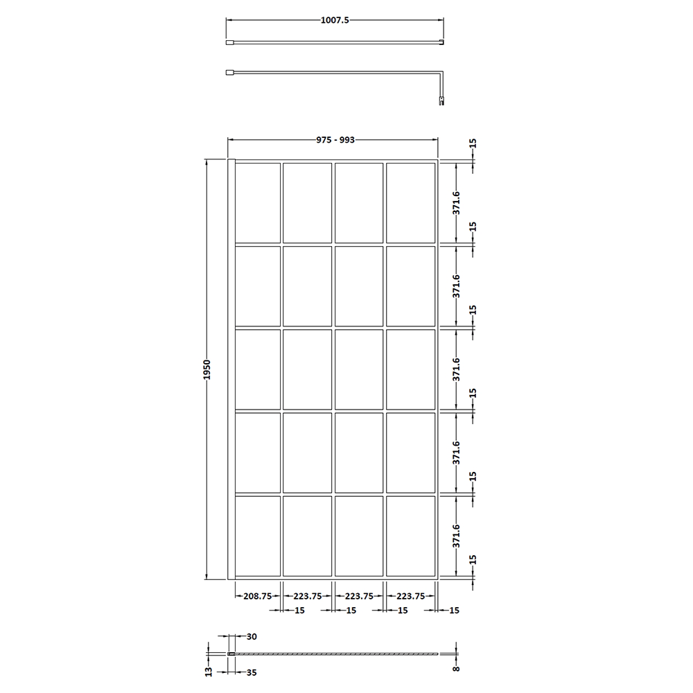 Vellamo City 8mm Framed Matt Black Easy Clean Walk In Panel & Optional Return Screen