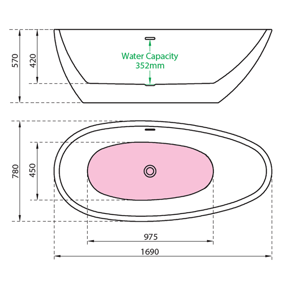 Charlotte Edwards Ruby White Freestanding Bath - 1690 x 780mm