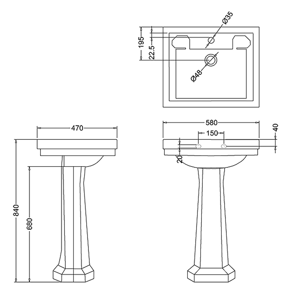 Burlington Contemporary Basin with Pedestal