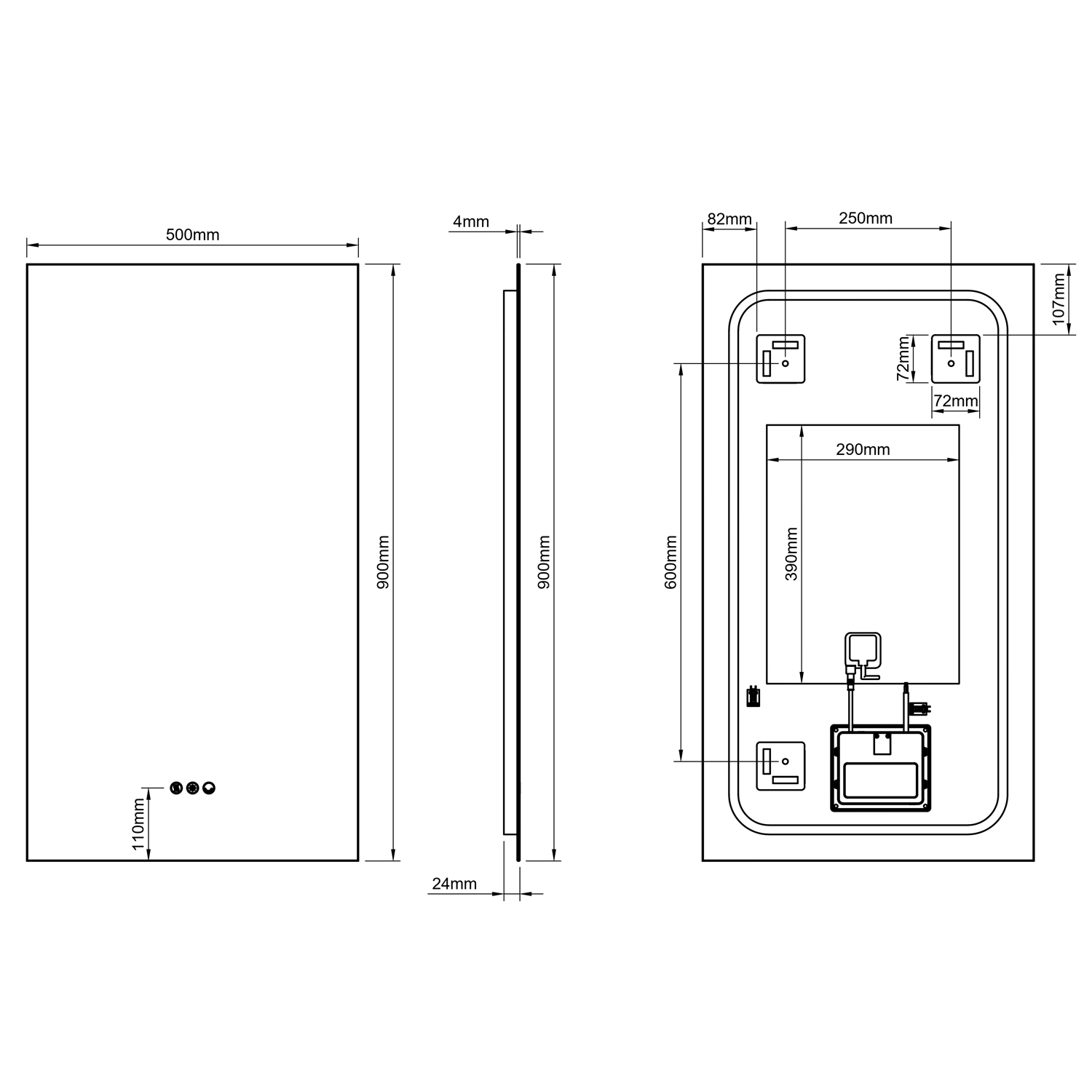 Origins Living Claris Rectangular LED Illuminated Mirror with Demister Pad & Colour Change Lights
