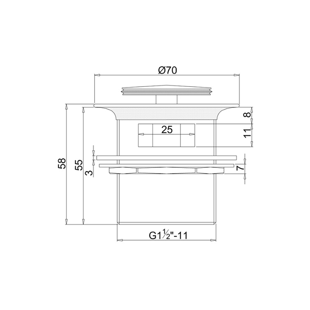 Britton Bathrooms Click Clack Slotted Bath Waste for Natural Stone Baths
