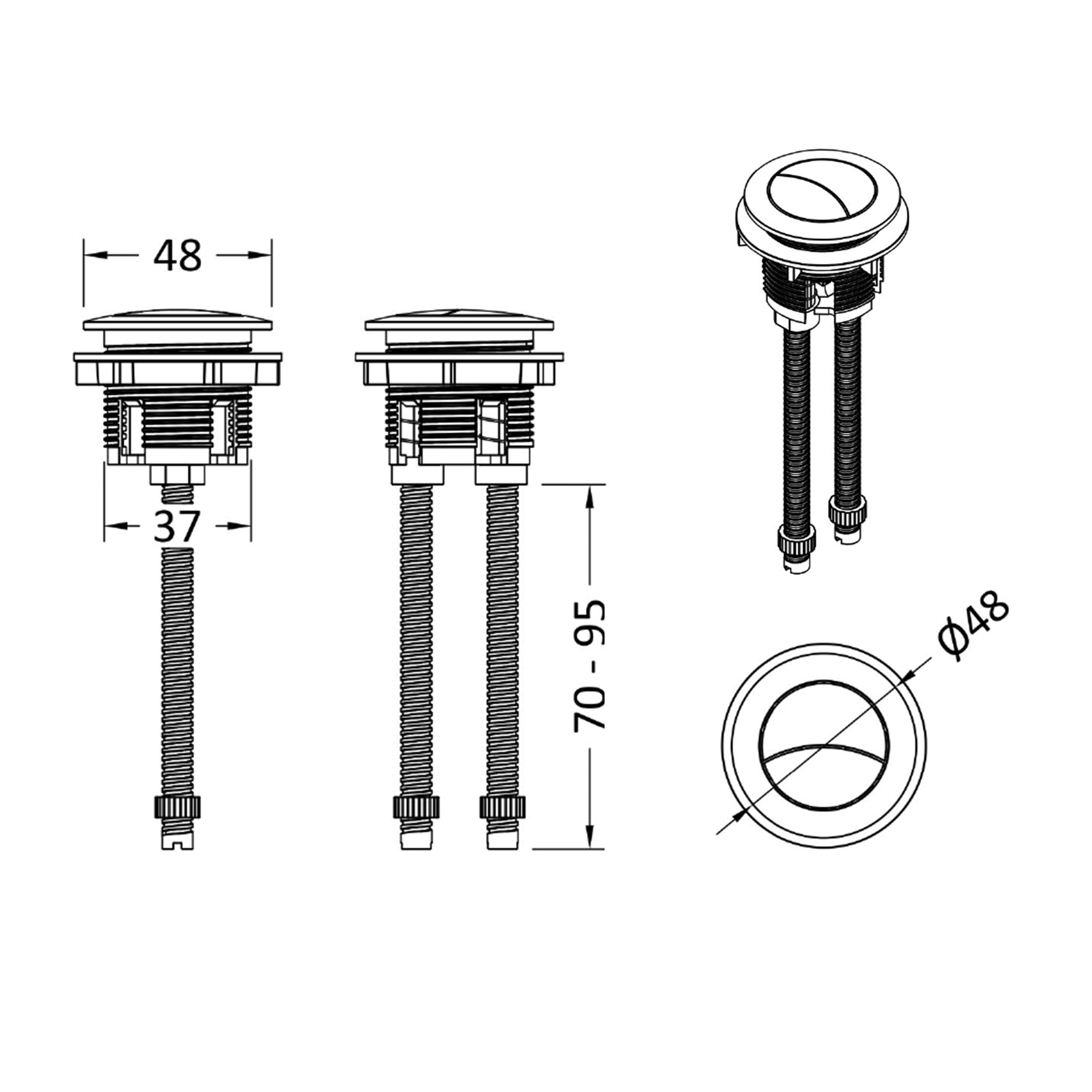 Harbour Cistern Flush Button 38mm - Matt White
