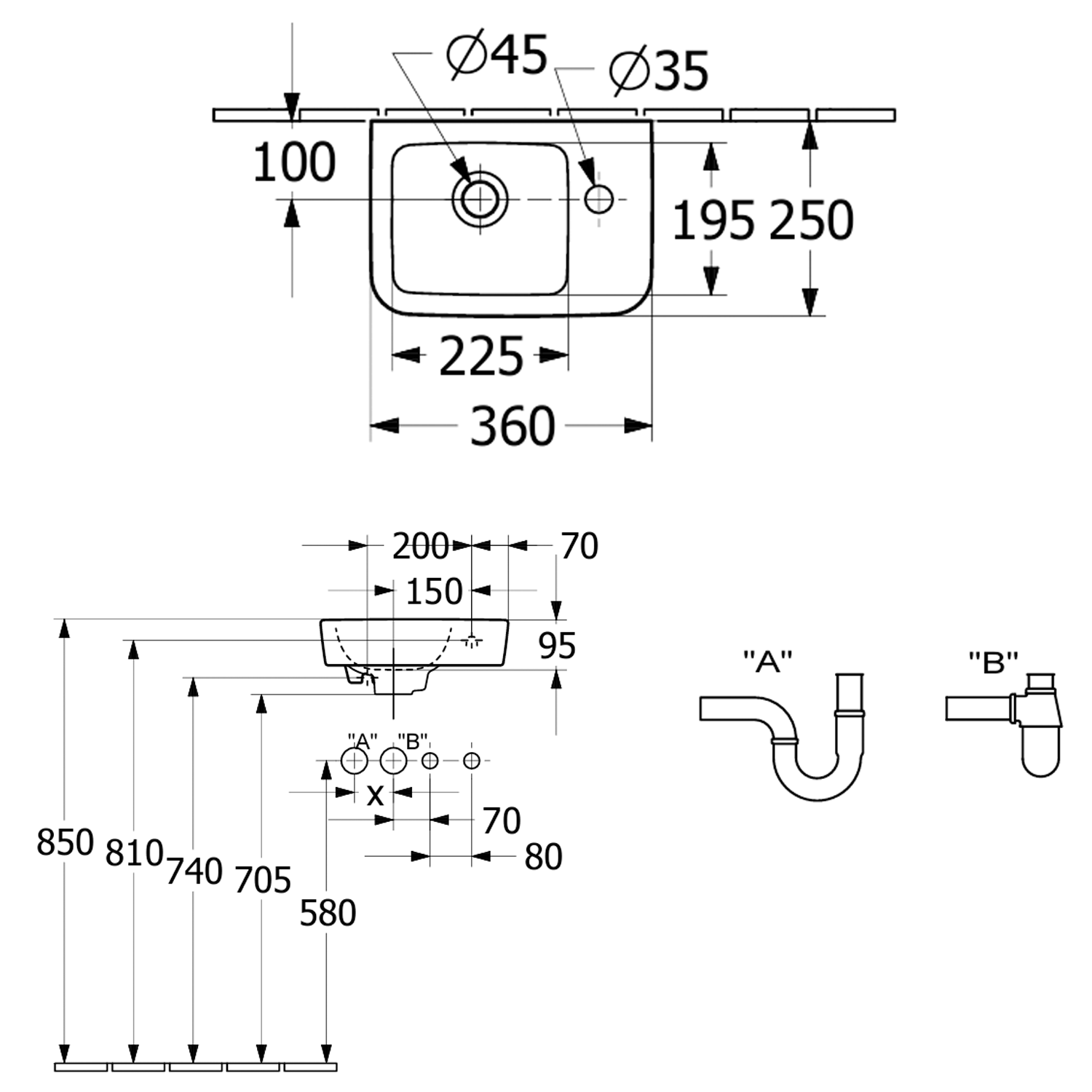 Villeroy & Boch O.novo Compact Wall Hung Basin