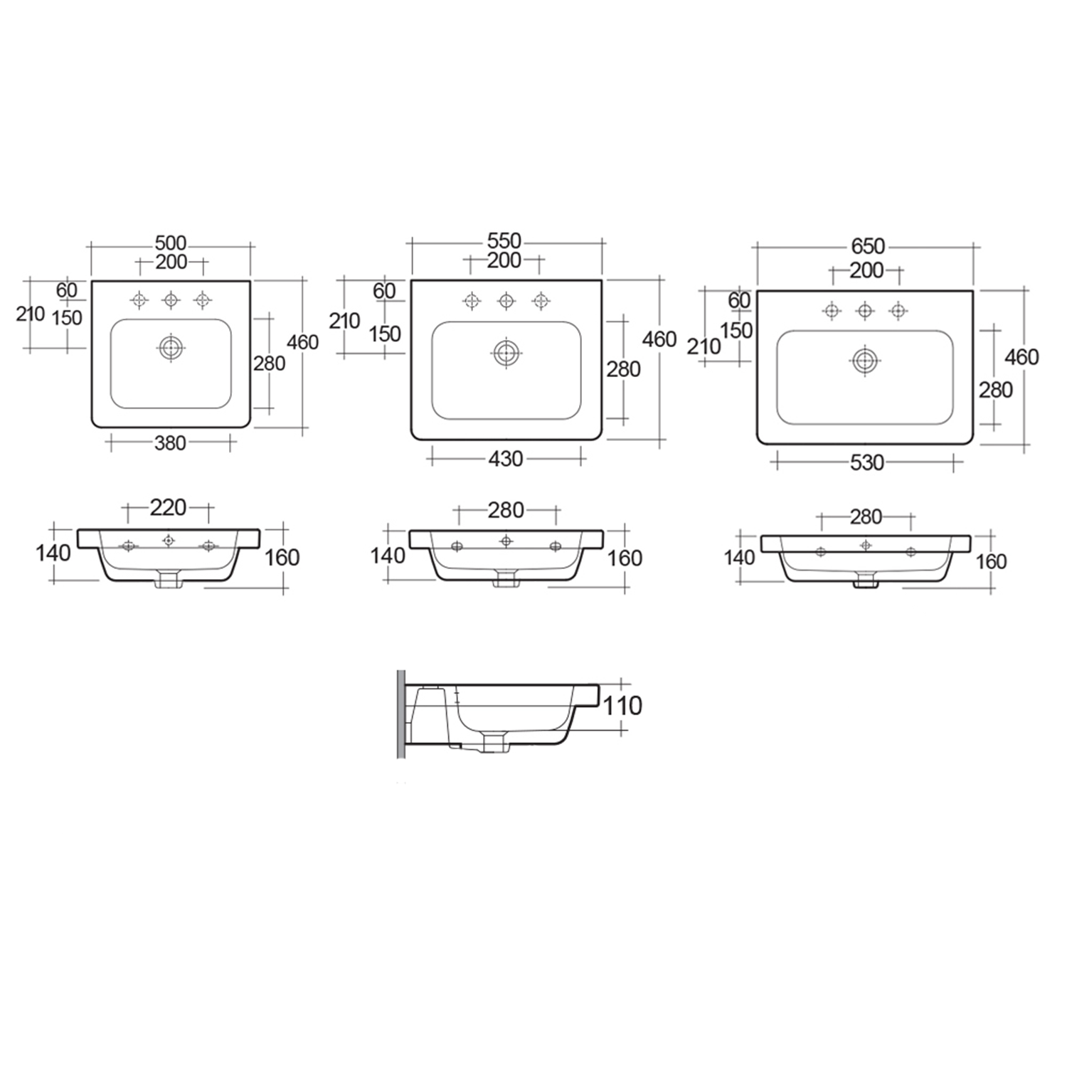 RAK Resort 1 Tap Hole Wall Hung Basin