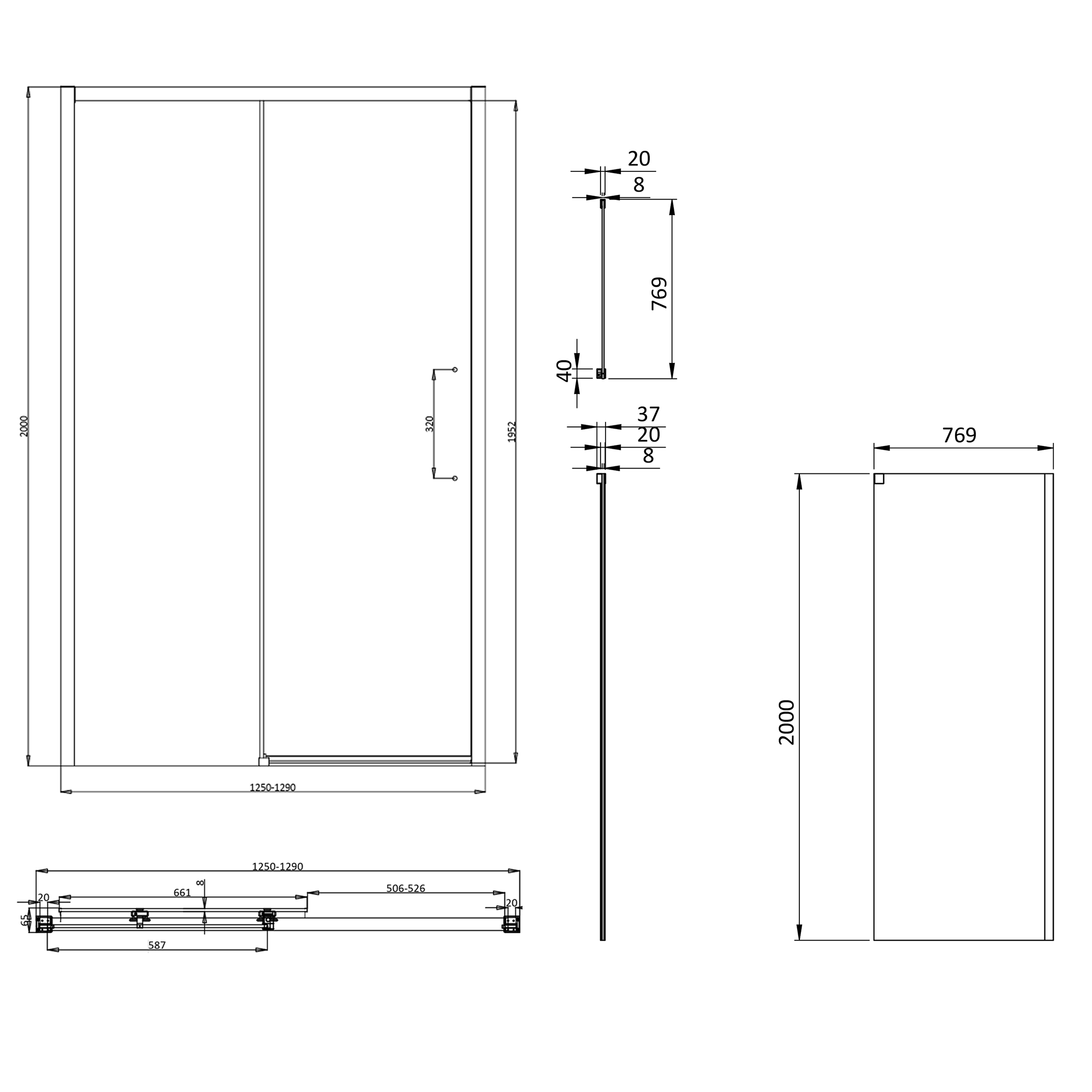 Crosswater Asura 8mm Brushed Stainless Steel Sliding Shower Door & Optional Side Panel