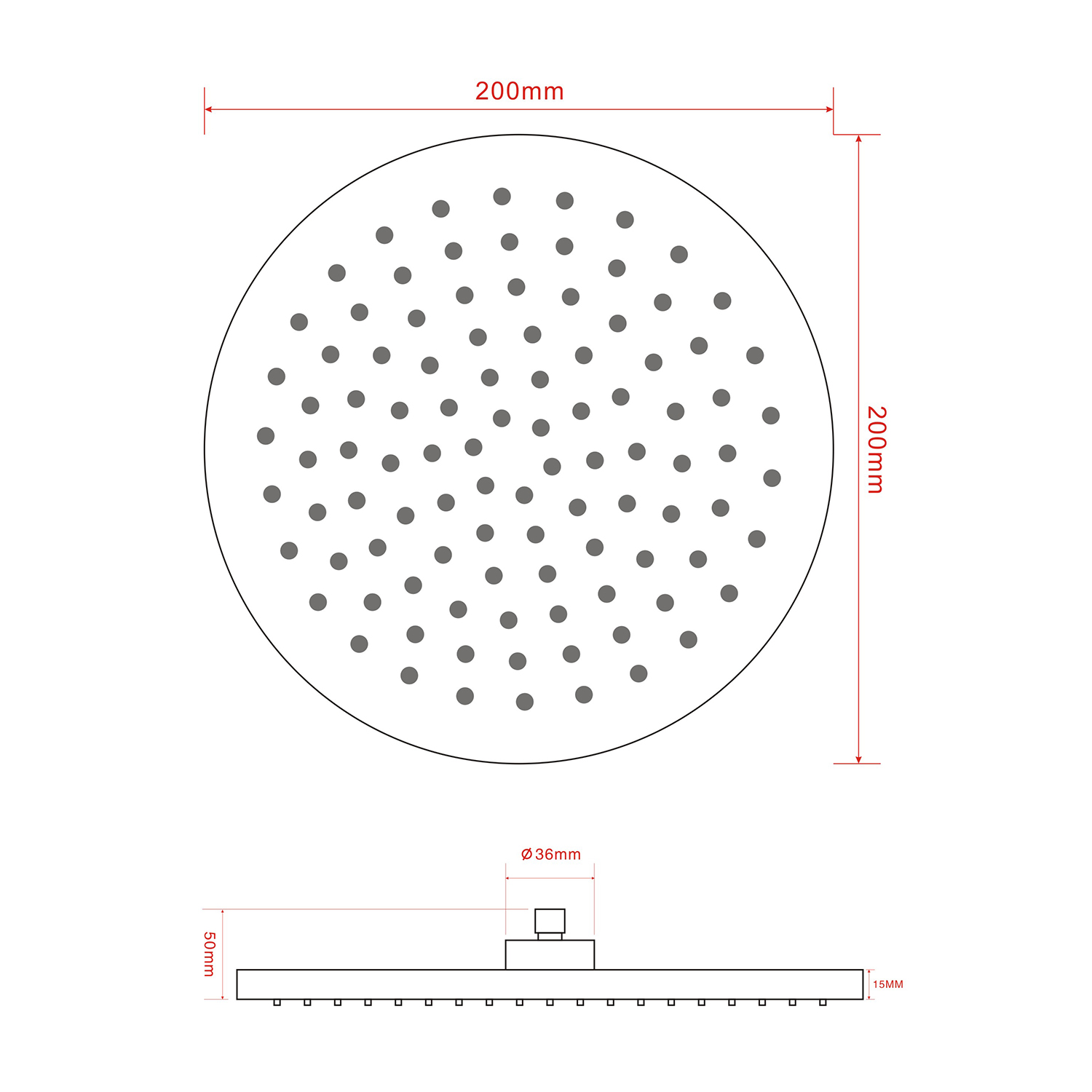 Vellamo Twist Round ABS Fixed Shower Head - 200 x 200mm