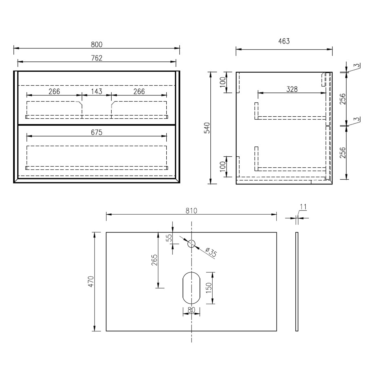 Oslo 800mm Wall Mounted Vanity Unit & Sintered Stone Countertop