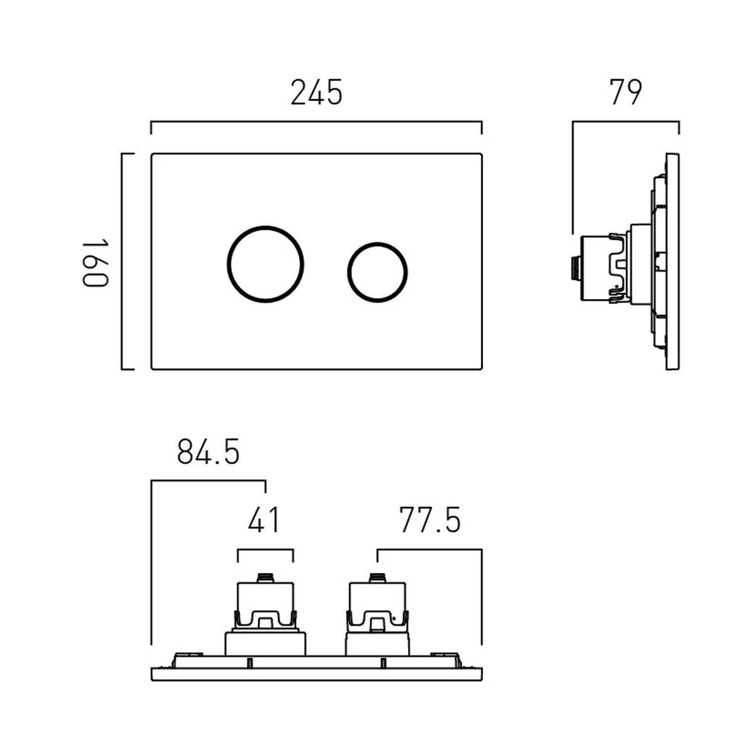 Vado Individual Pneumatic Round Button Flush Plate