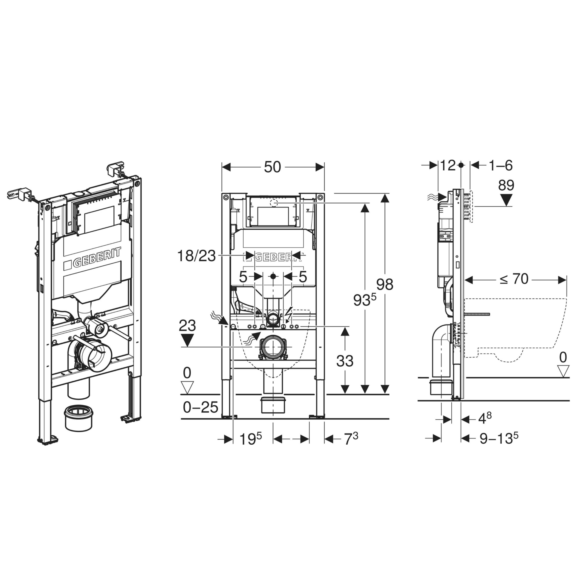 Geberit Sigma 980mm Concealed Cistern & Frame