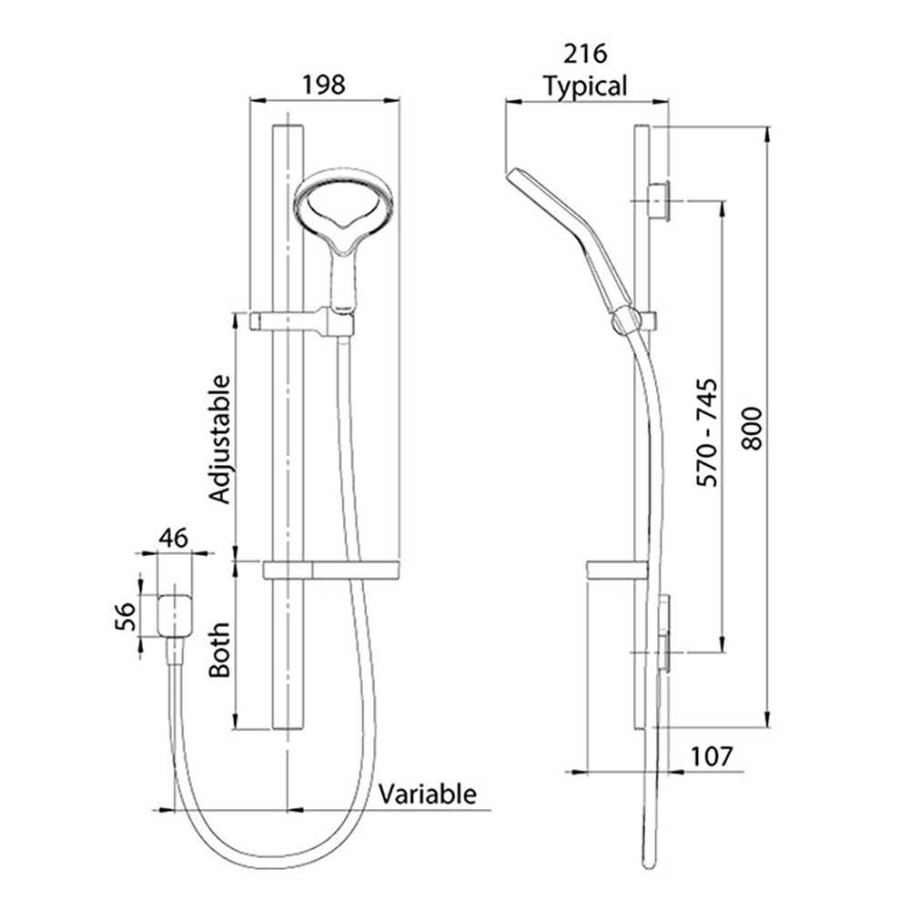 Methven Aurajet Aio Rail Shower Kit - Chrome