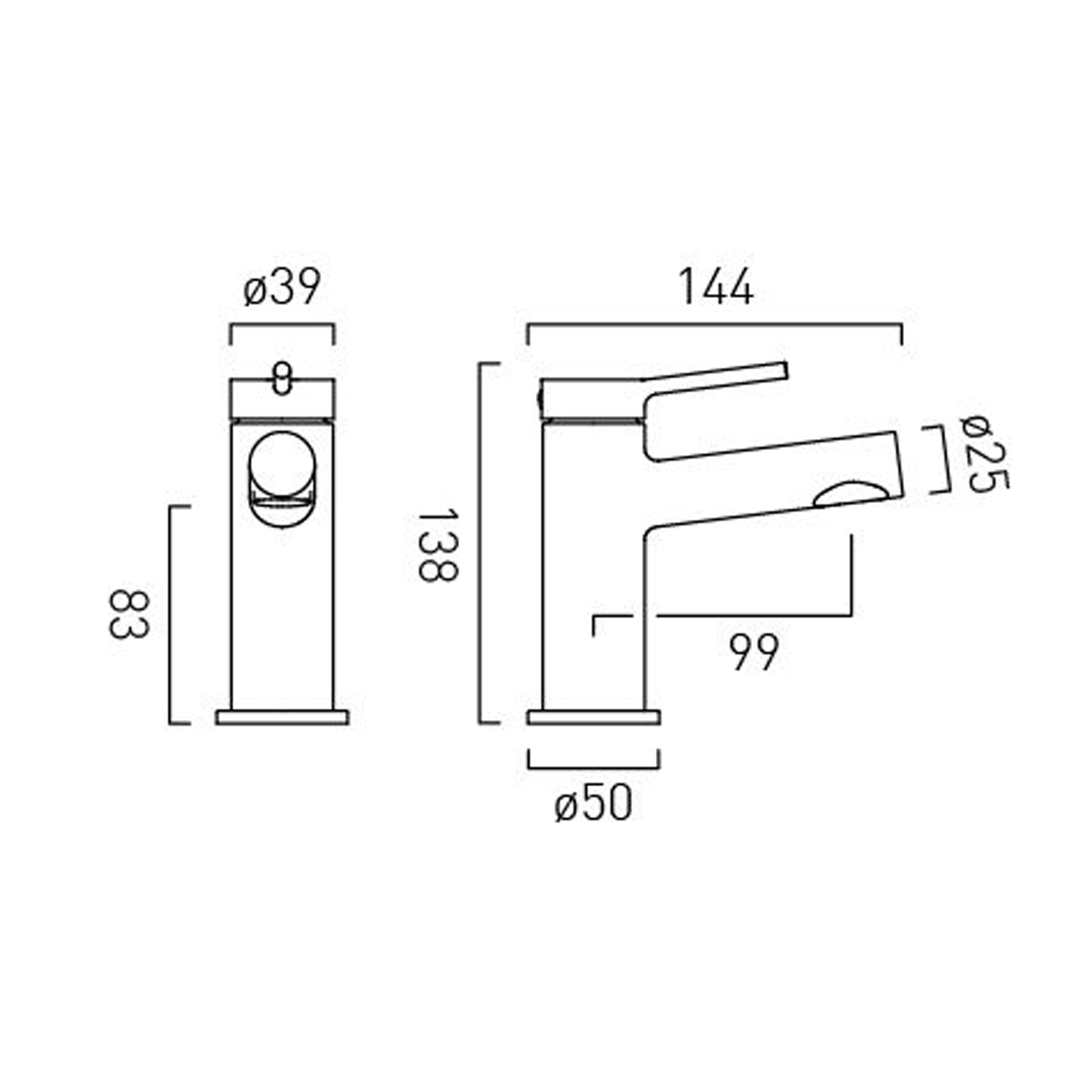 Vado Safari Cold Start Single Lever Mini Mono Basin Mixer Tap with Optional Universal Basin Waste
