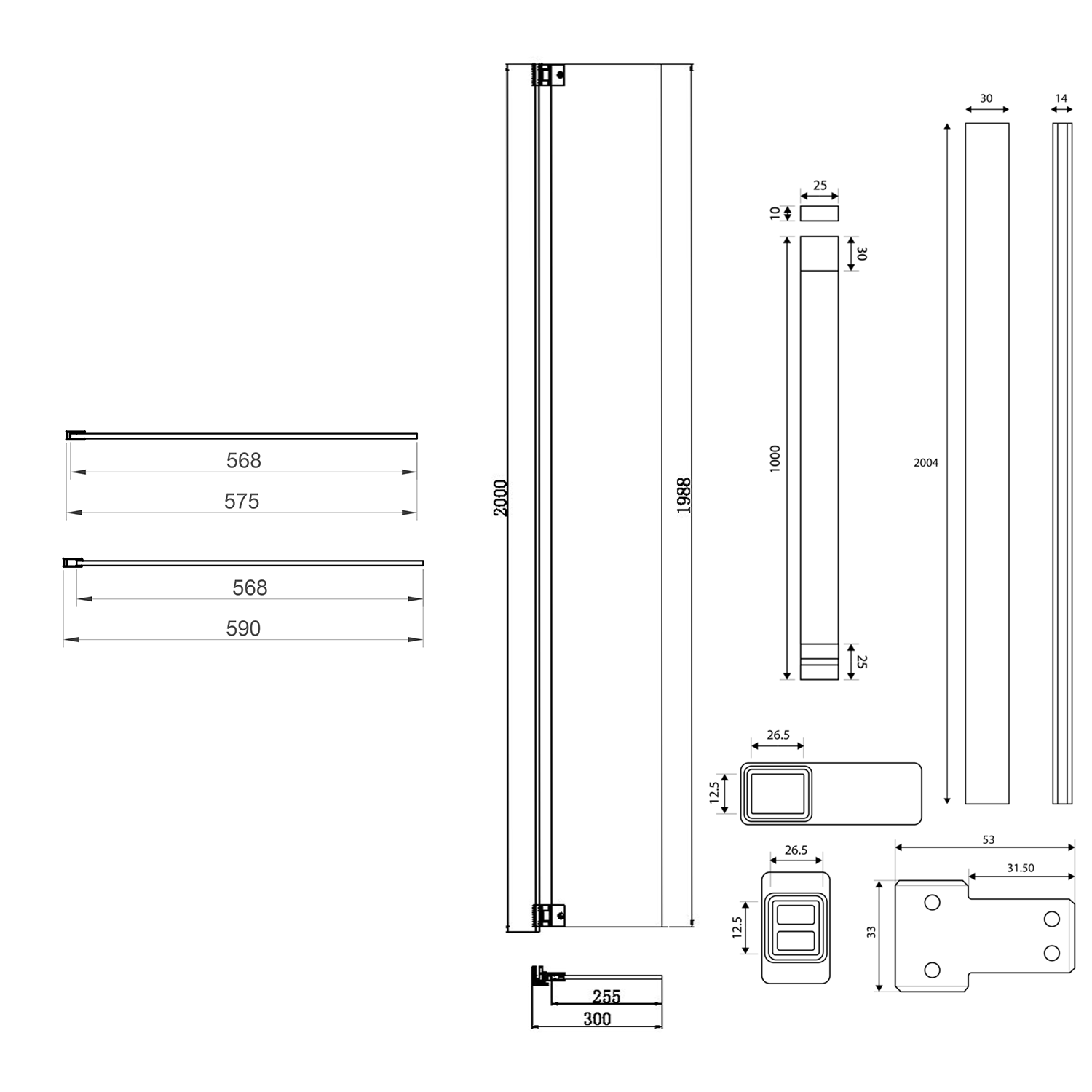 Harbour i8 Brushed Nickel Easy Clean 8mm Walk In Shower Panel & Flipper Panel