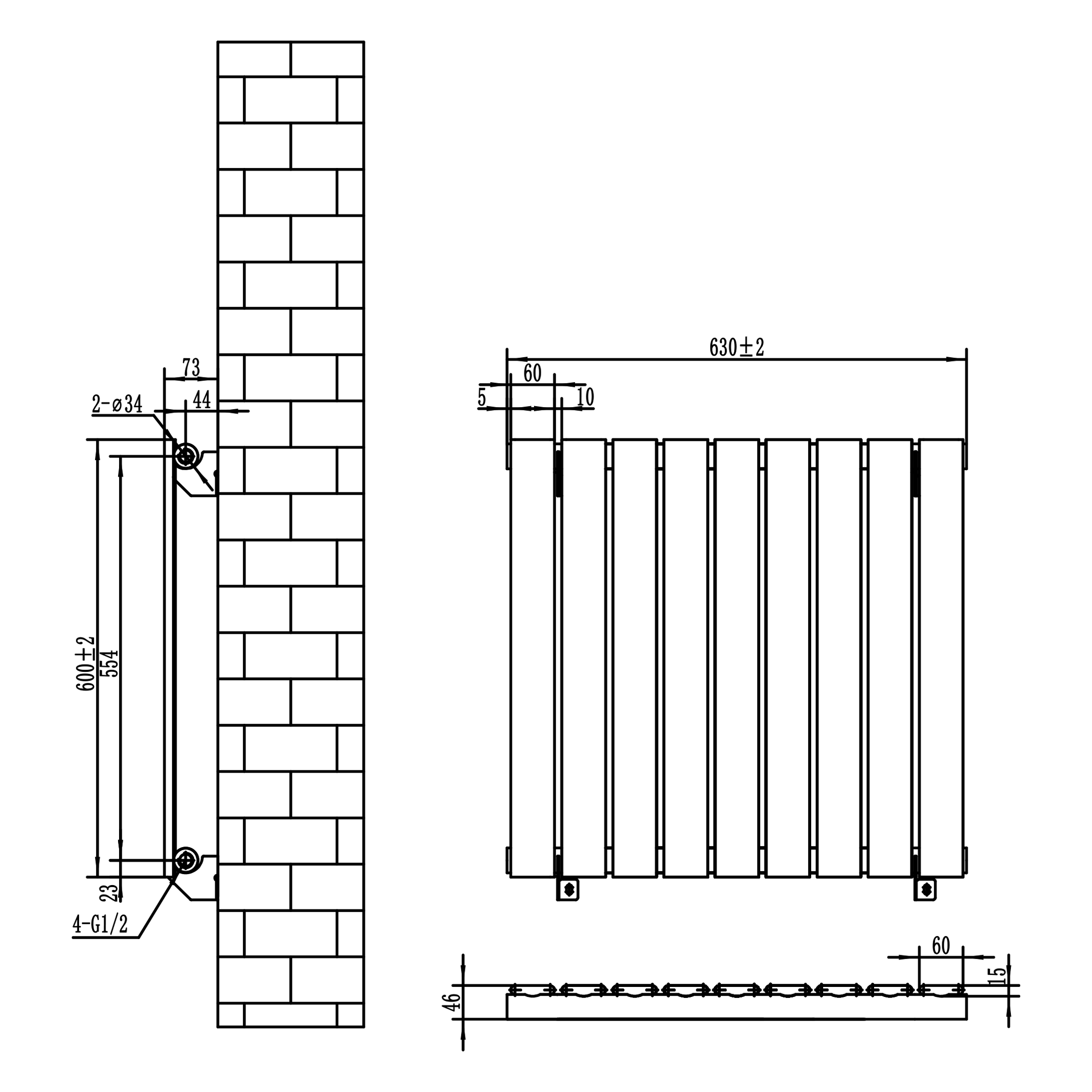 Toasty Radiance White Flat Panel Horizontal Radiator