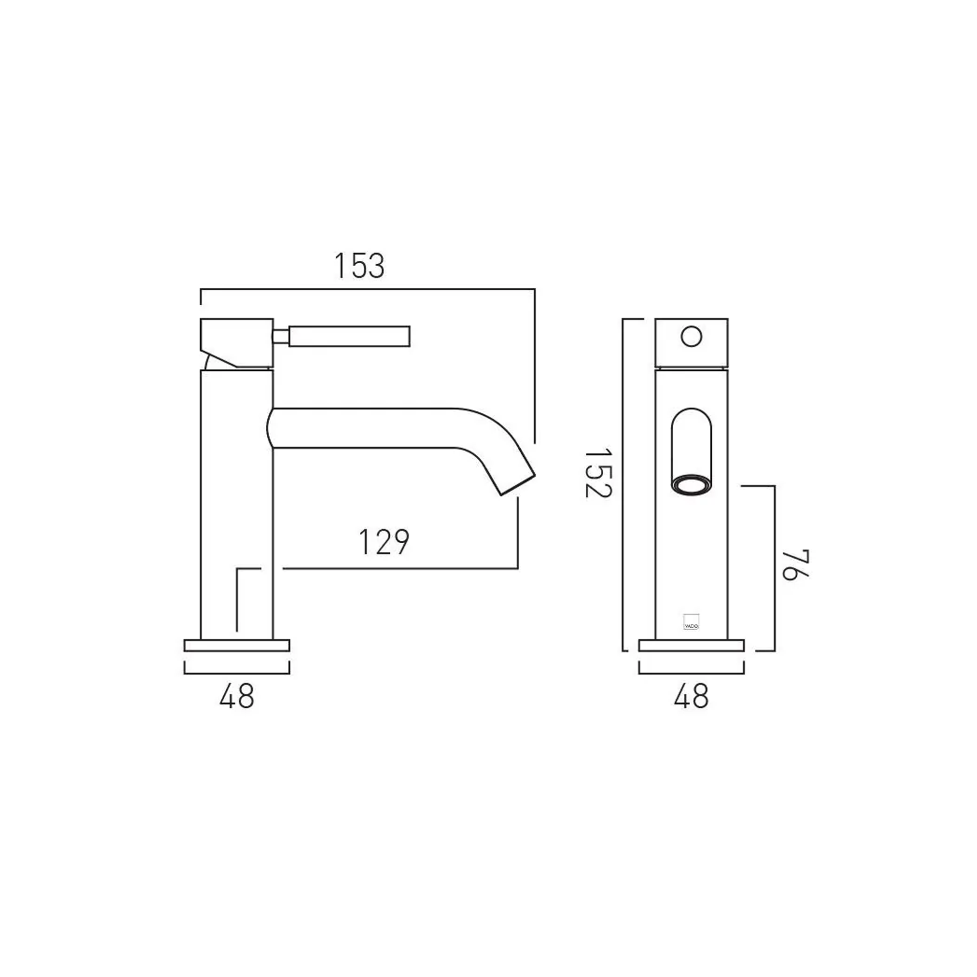 Vado Individual Origins Slimline Mono Basin Mixer Tap with Knurled Handle