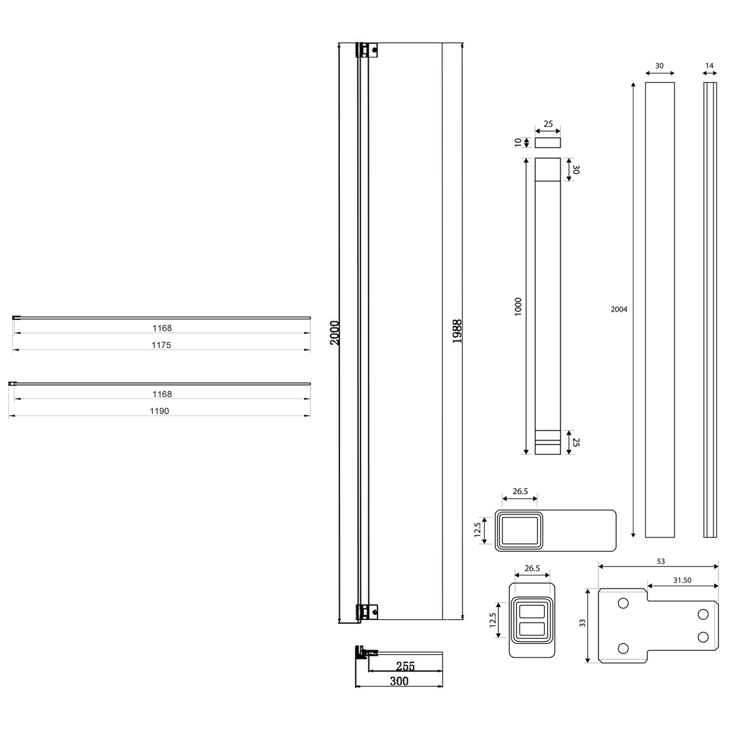 Harbour i8 Brushed Nickel Easy Clean 8mm Walk In Shower Panel & Flipper Panel
