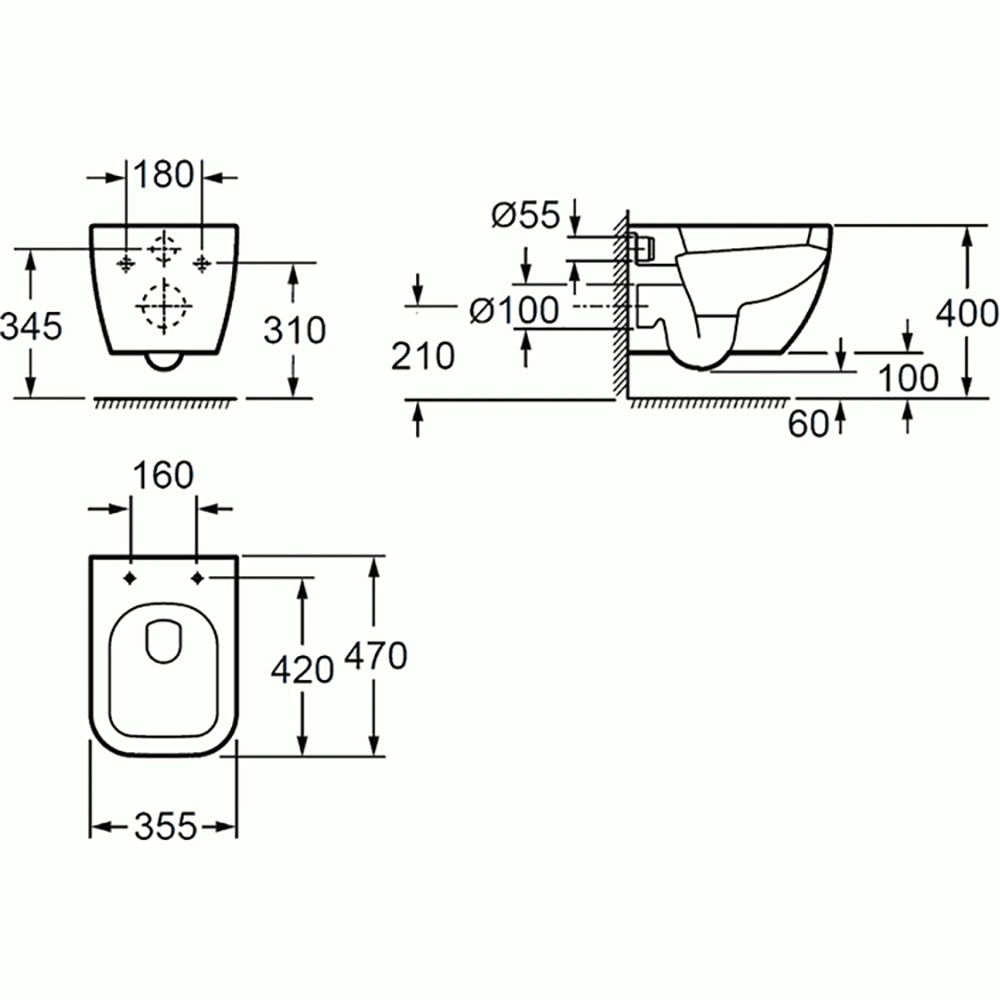 Imex Essence Short Projection Wall Hung Toilet with Luxury Slimline Seat