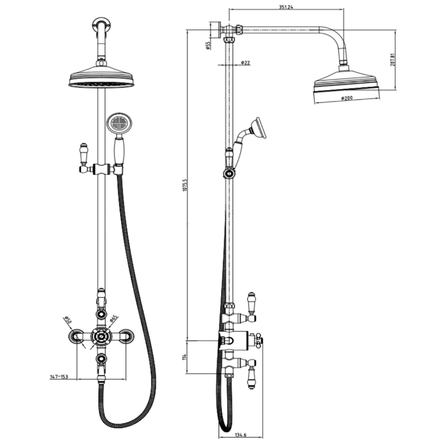 Butler & Rose Eliza Traditional 2 Outlet Exposed Shower Kit
