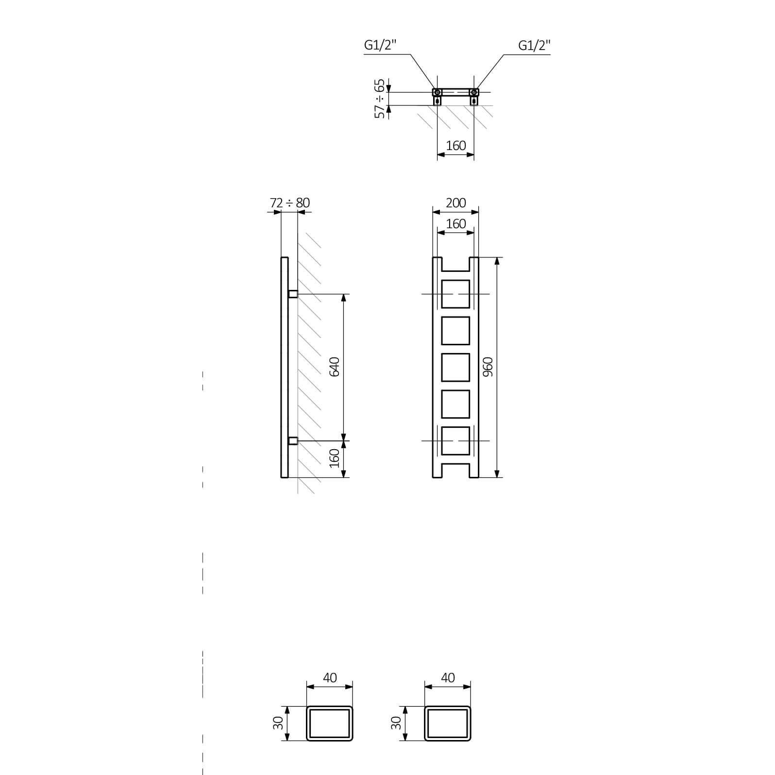 Terma Easy Ladder Heated Towel Rail - Sparkling Gravel - 3 Sizes