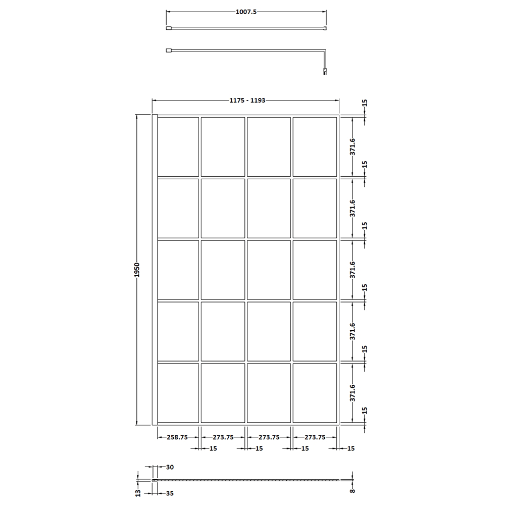 Vellamo City 8mm Framed Matt Black Easy Clean Walk In Panel & Optional Return Screen