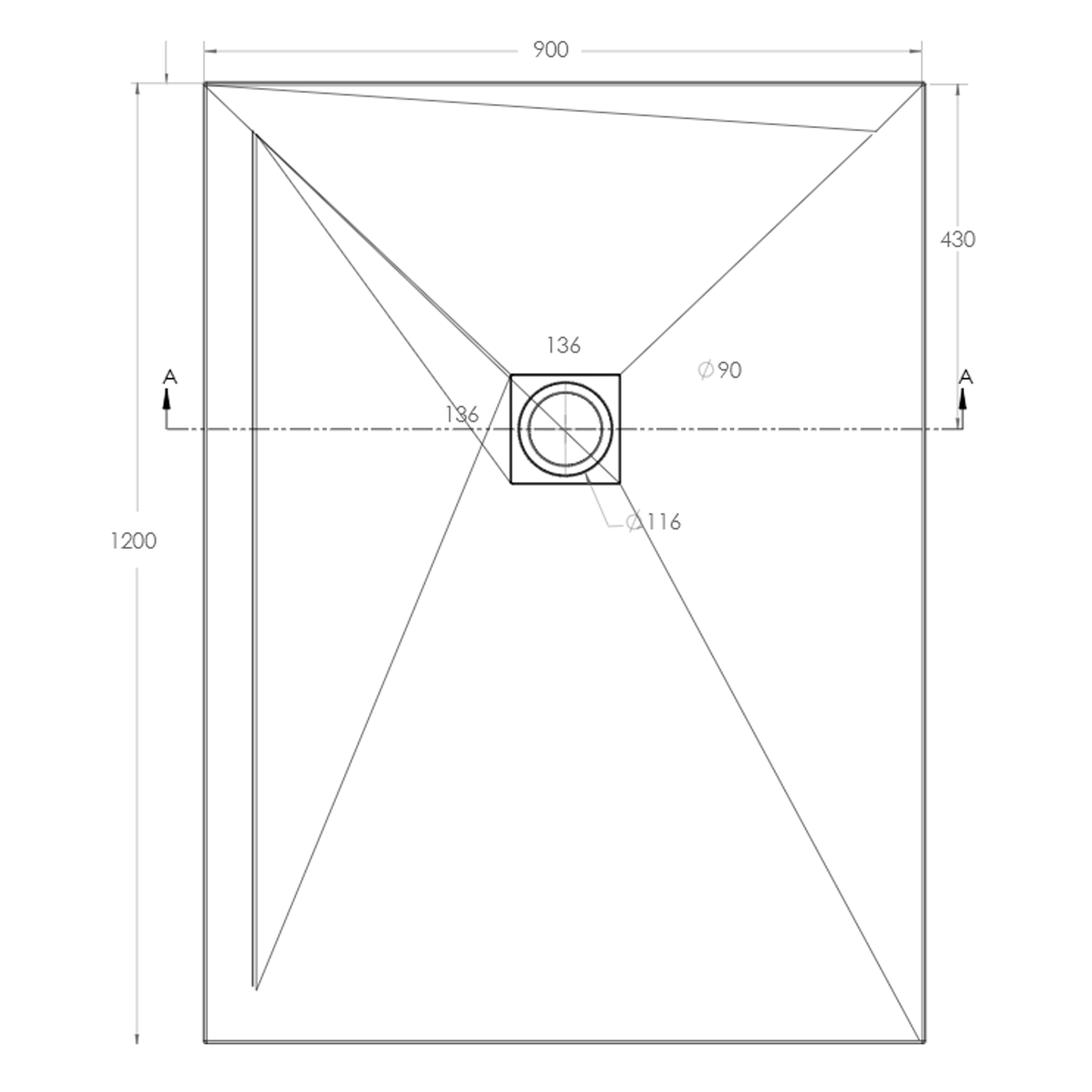 Drench Naturals Dark Grey Thin Slate-Effect Rectangular Shower Tray - 4 Sizes