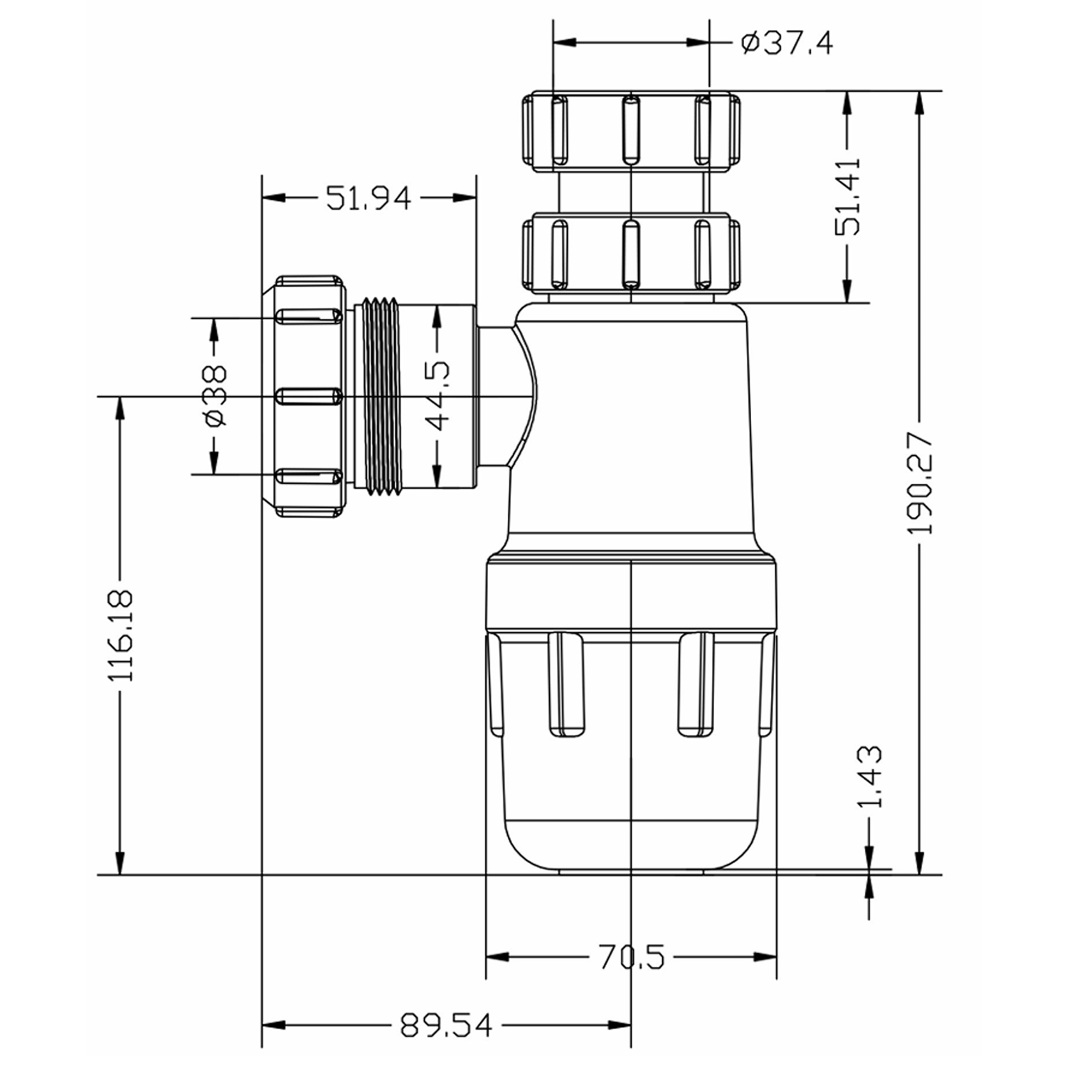 Vellamo 32mm Telescopic Bottle Trap