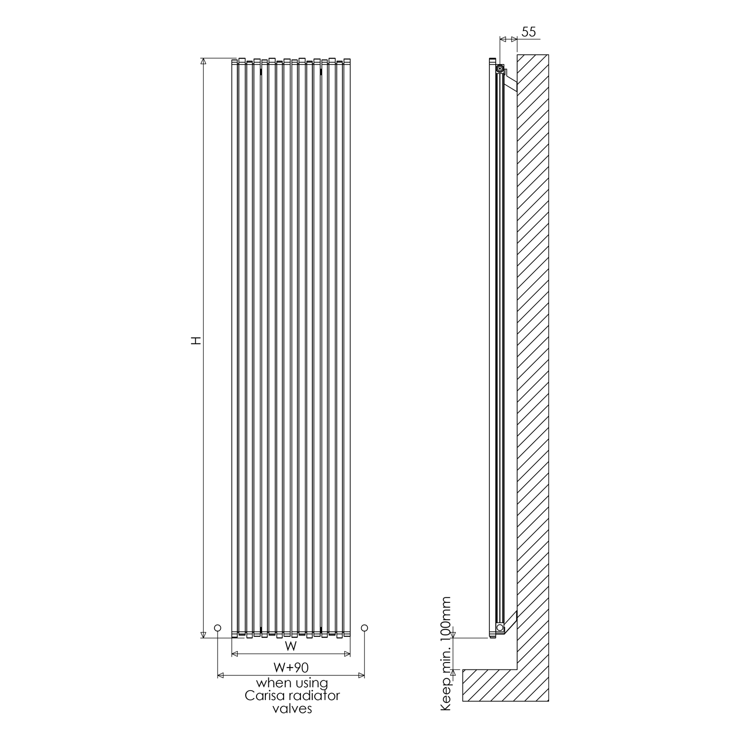 Carisa Pipette Horizontal Aluminium Radiator