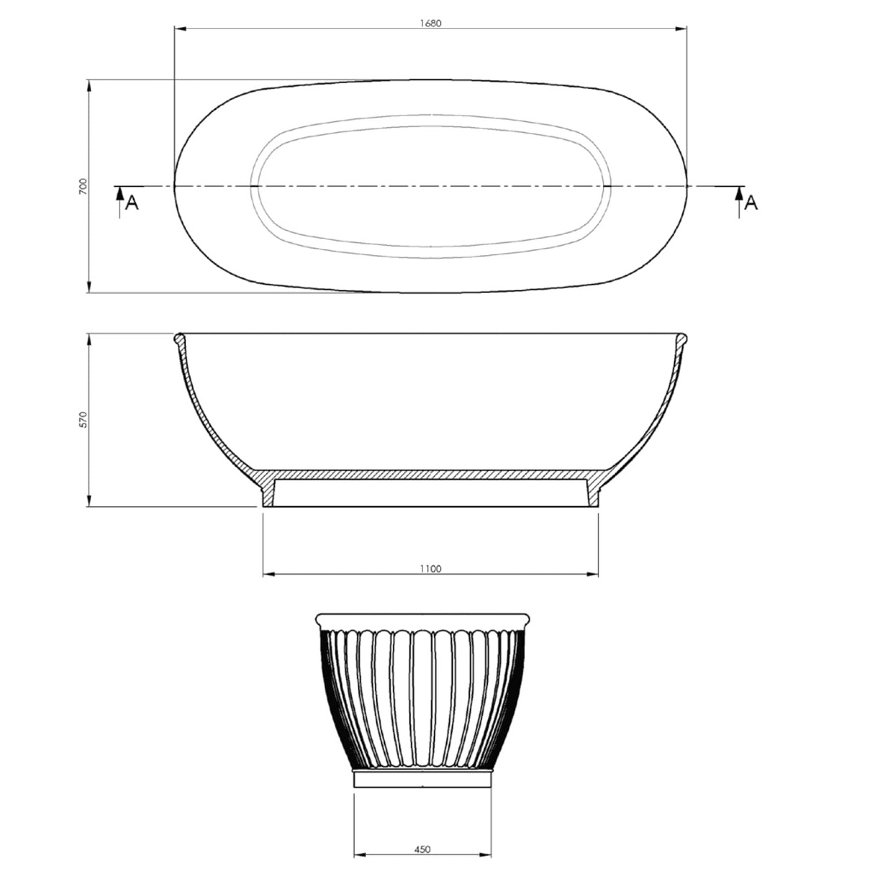 BC Designs Casini Freestanding Bath - 1680 x 700mm