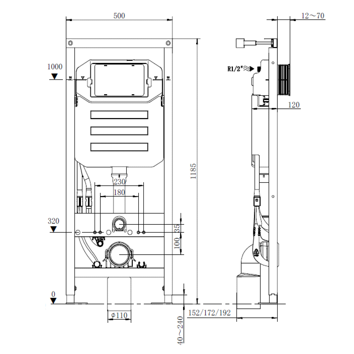 Abacus Easi-Plan 1180mm Shower Toilet Frame with Dual Flush Cistern