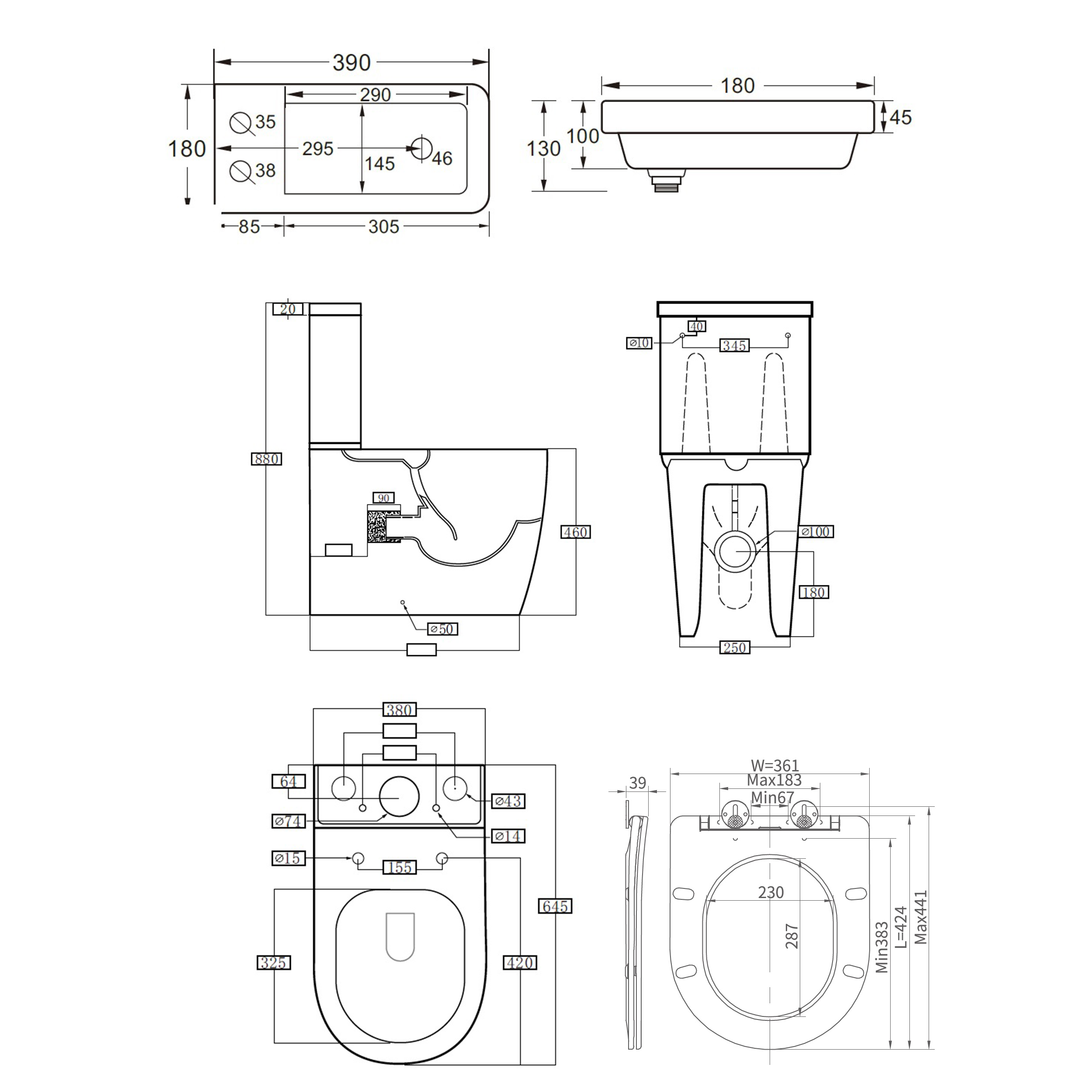 Harbour Clarity 2 in 1 Wash Basin & Comfort Height Toilet with Soft Close Seat & Basin Tap