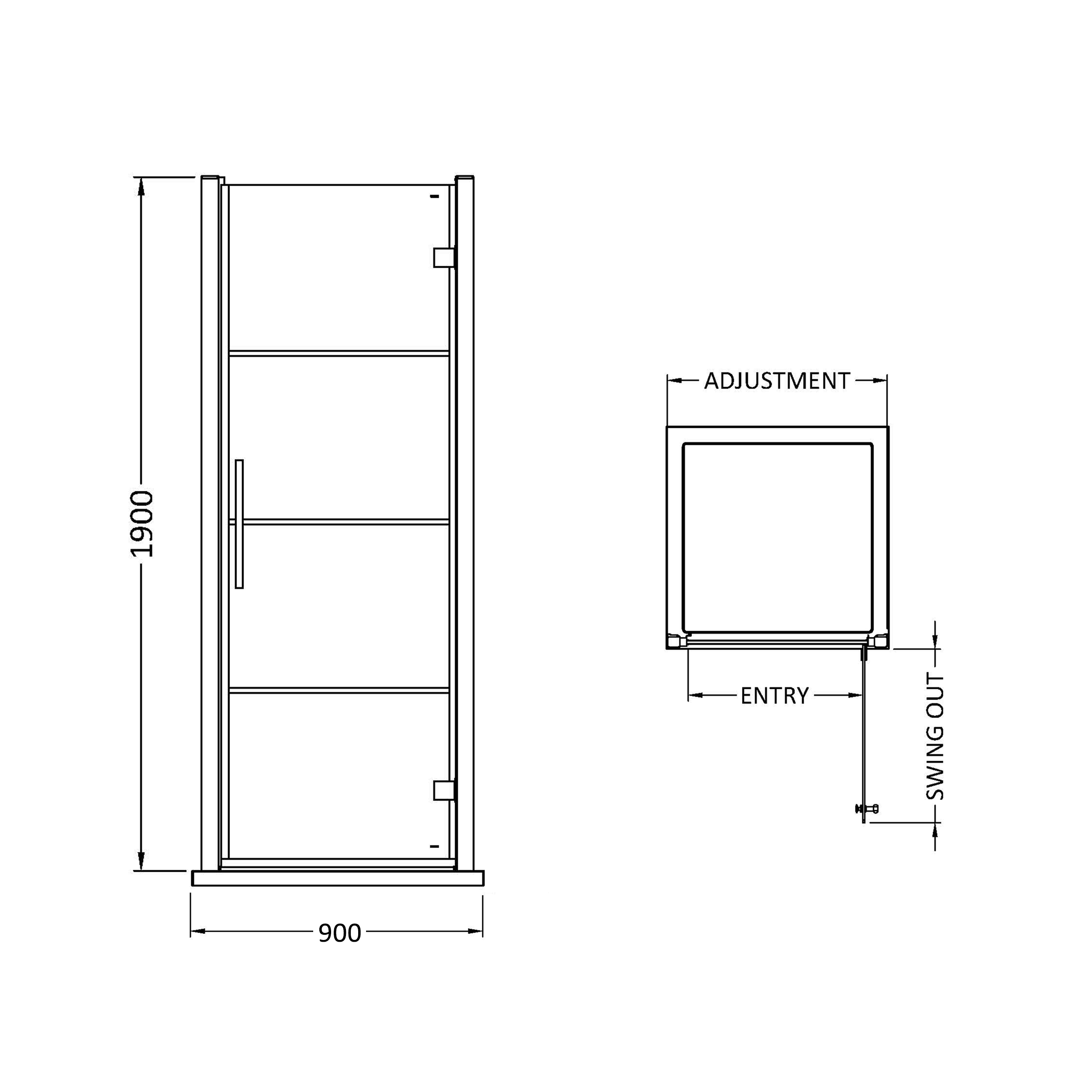 Vellamo City 8mm Framed Matt Black Easy Clean Hinged Shower Door
