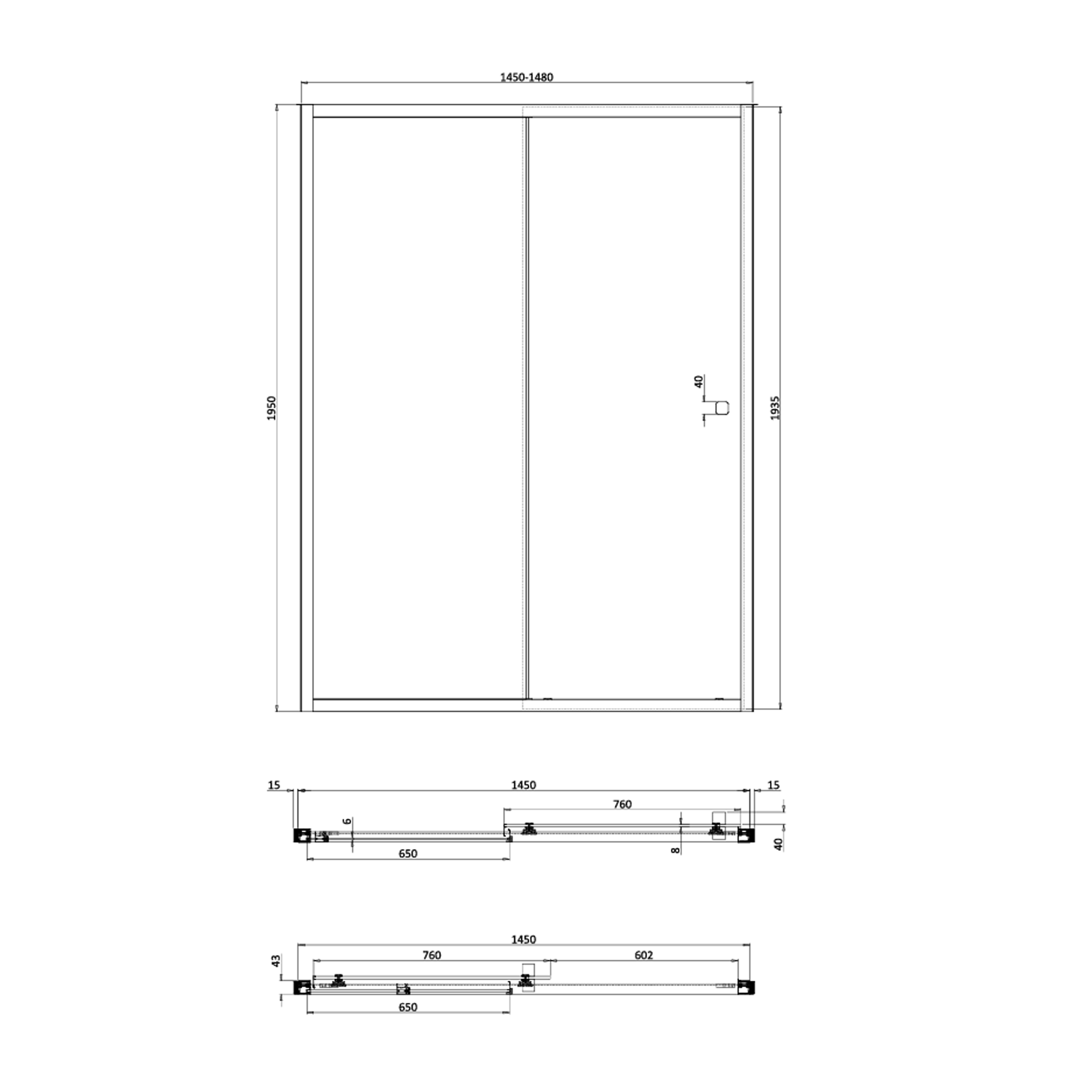 Crosswater Clear 6 6mm Matt Black Single Sliding Door & Optional Side Panel