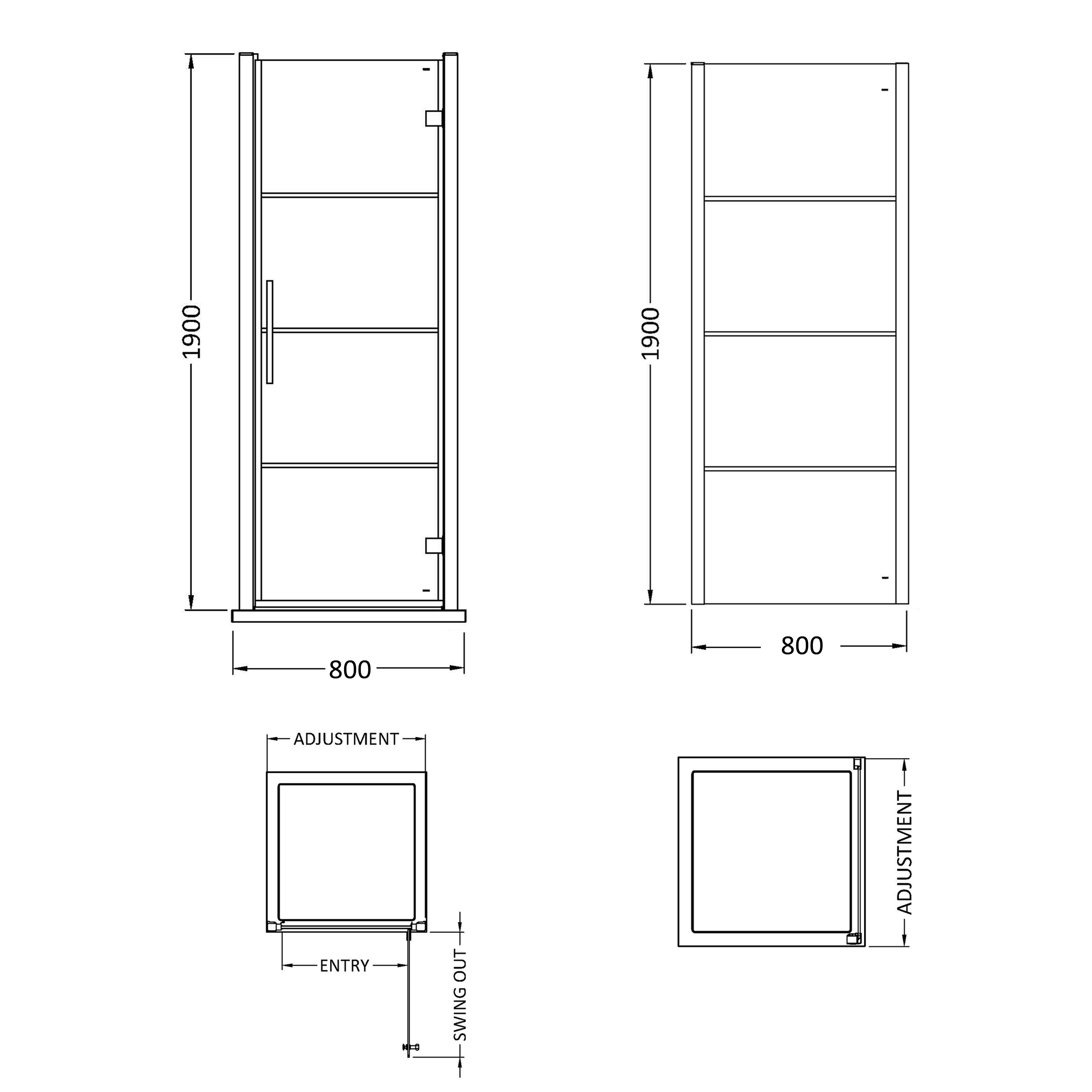 Vellamo City 8mm Framed Matt Black Easy Clean Hinged Shower Door