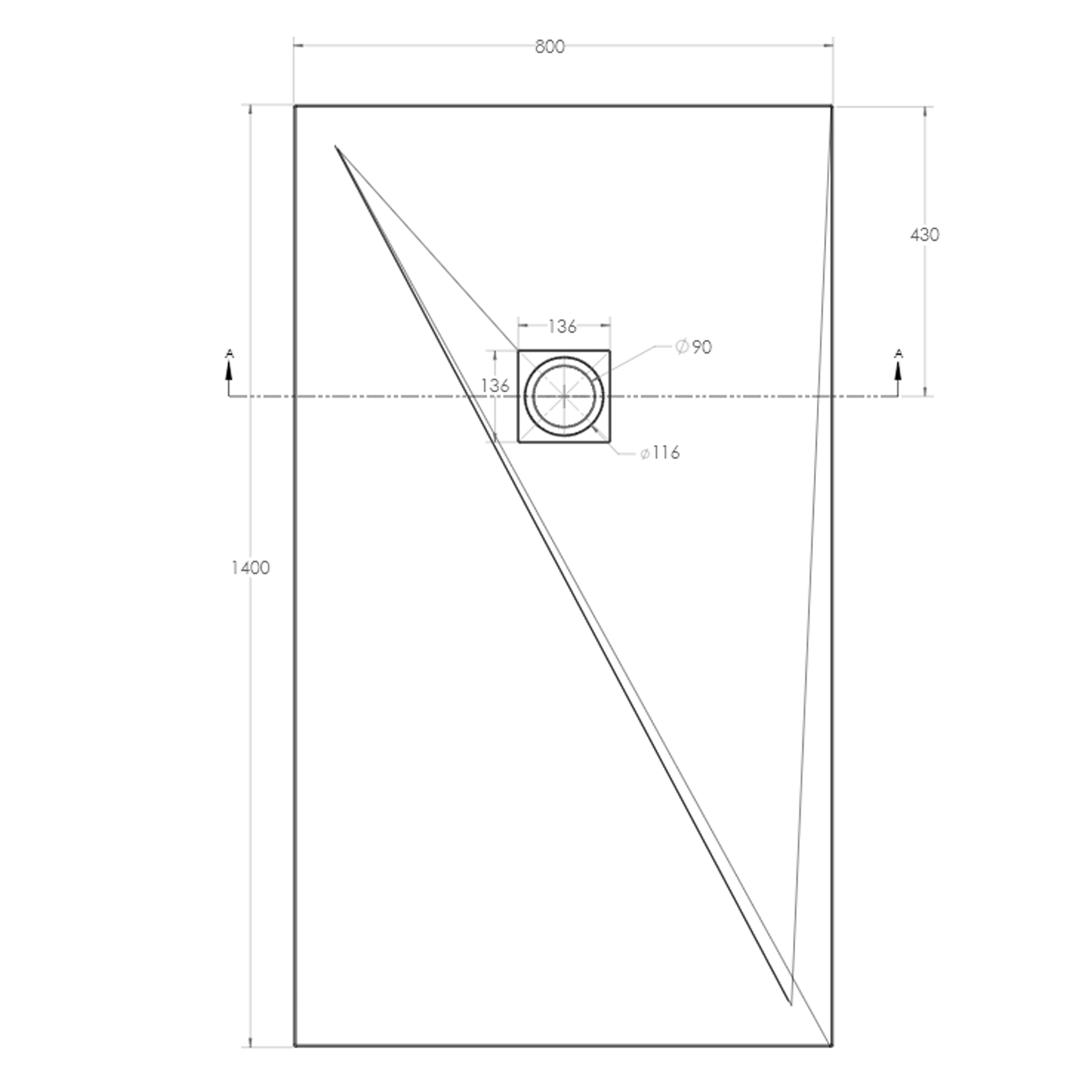 Drench Naturals White Thin Slate-Effect Rectangular Shower Tray - 11 Sizes