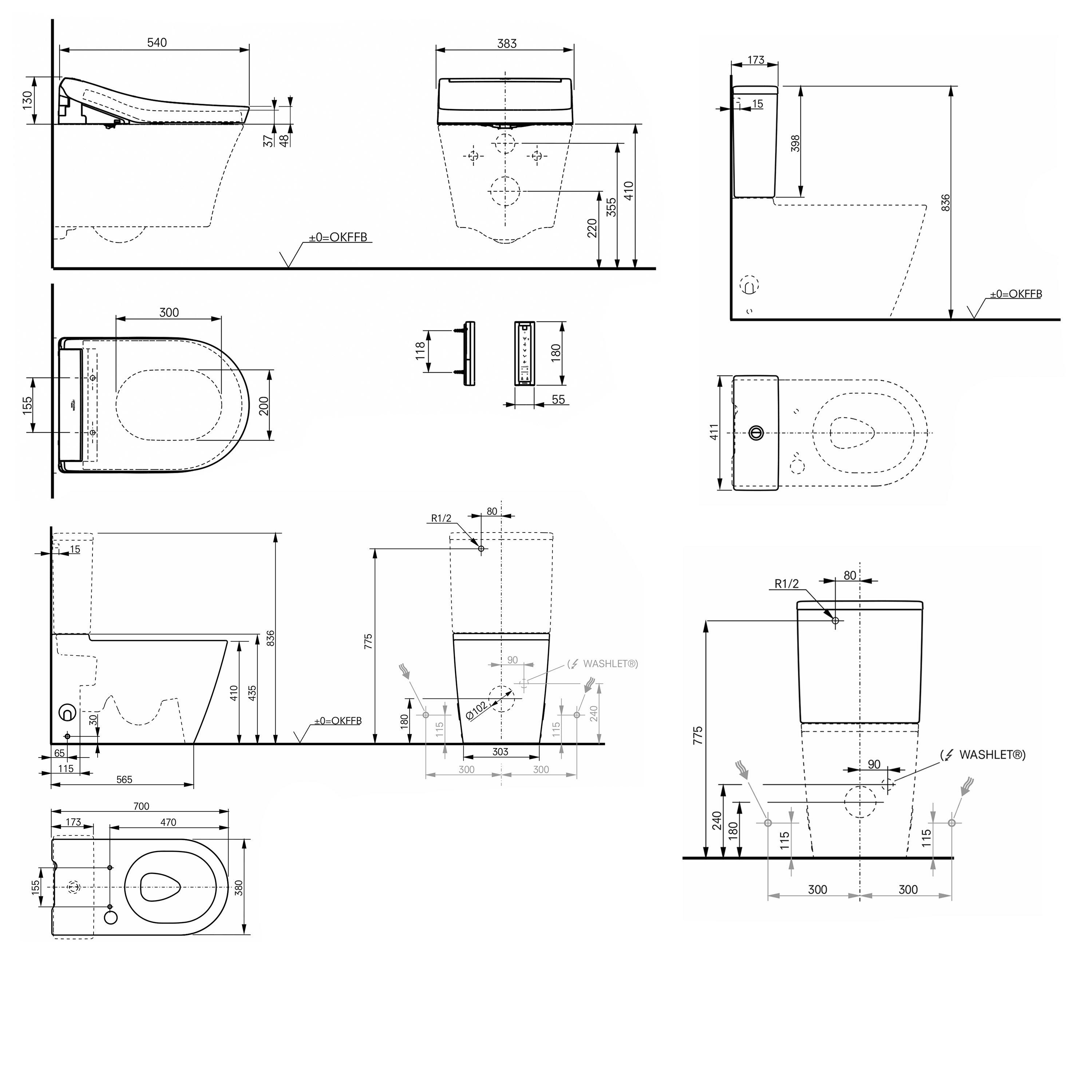 TOTO Washlet RG Lite Rimless Close Coupled Smart Toilet with Soft Close Seat & Remote Control