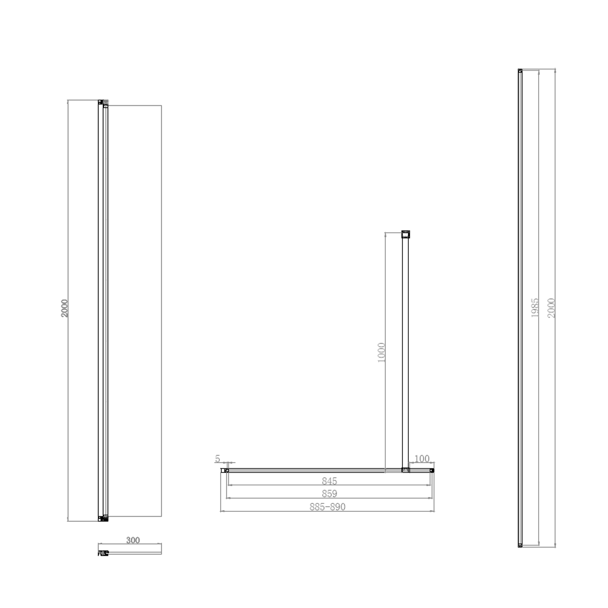 Harbour i10 10mm Easy Clean 2m Tall Wetroom Panel & Hinged Return Panel - Chrome