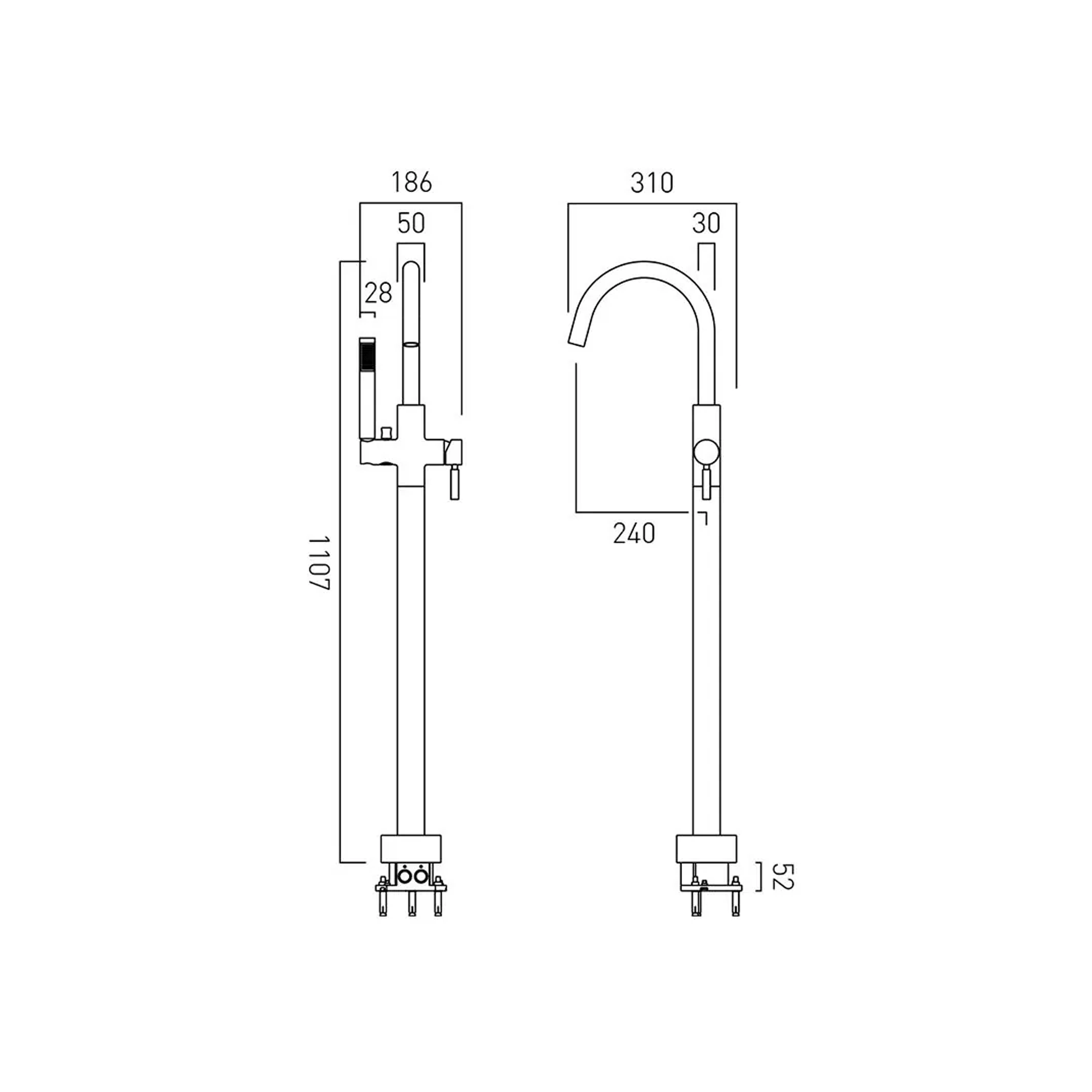 Vado Individual Origins Floor Standing Bath Shower Mixer Tap